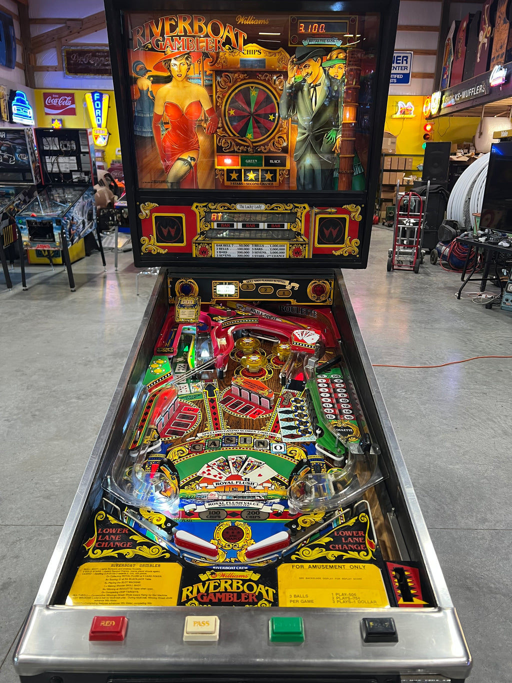 Riverboat Gambler - 1990 Williams Pinball Machine - WORKS 100% - READY TO GO! Every Element Works AS IT SHOULD!