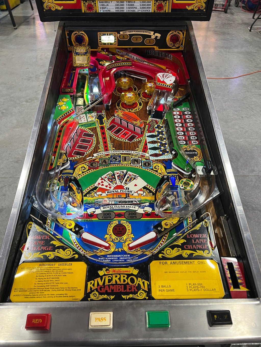Riverboat Gambler - 1990 Williams Pinball Machine - WORKS 100% - READY TO GO! Every Element Works AS IT SHOULD!