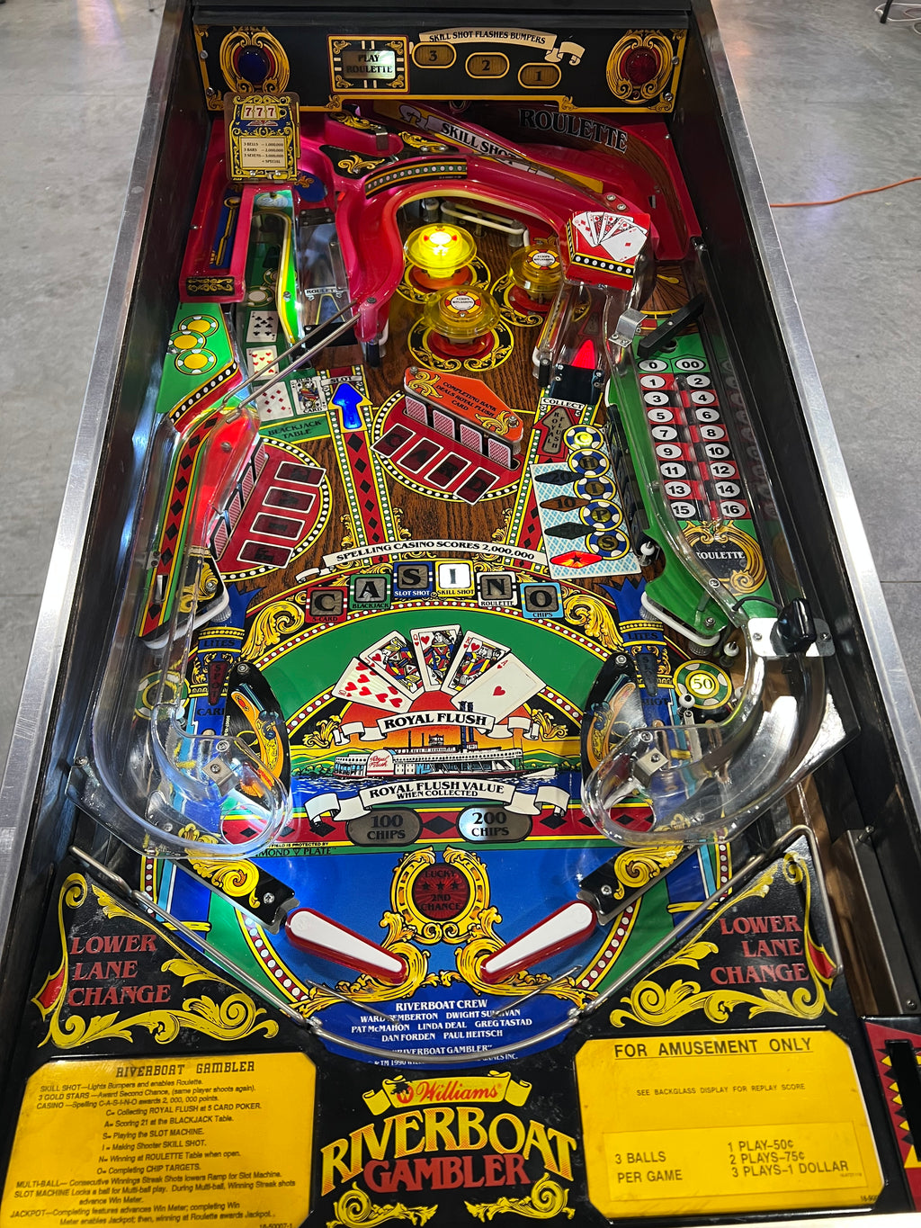 Riverboat Gambler - 1990 Williams Pinball Machine - WORKS 100% - READY TO GO! Every Element Works AS IT SHOULD!