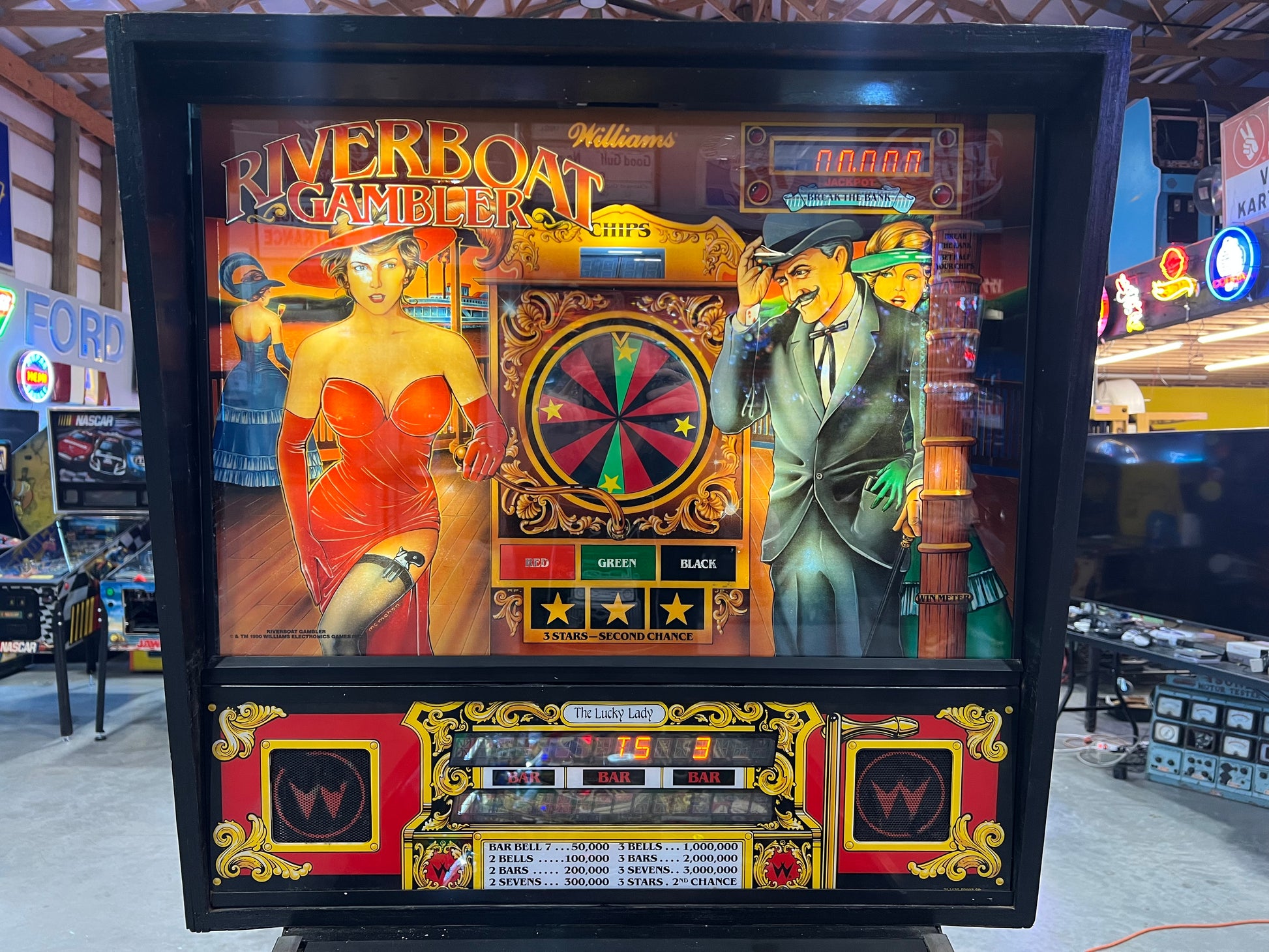 Riverboat Gambler - 1990 Williams Pinball Machine - WORKS 100% - READY TO GO! Every Element Works AS IT SHOULD!