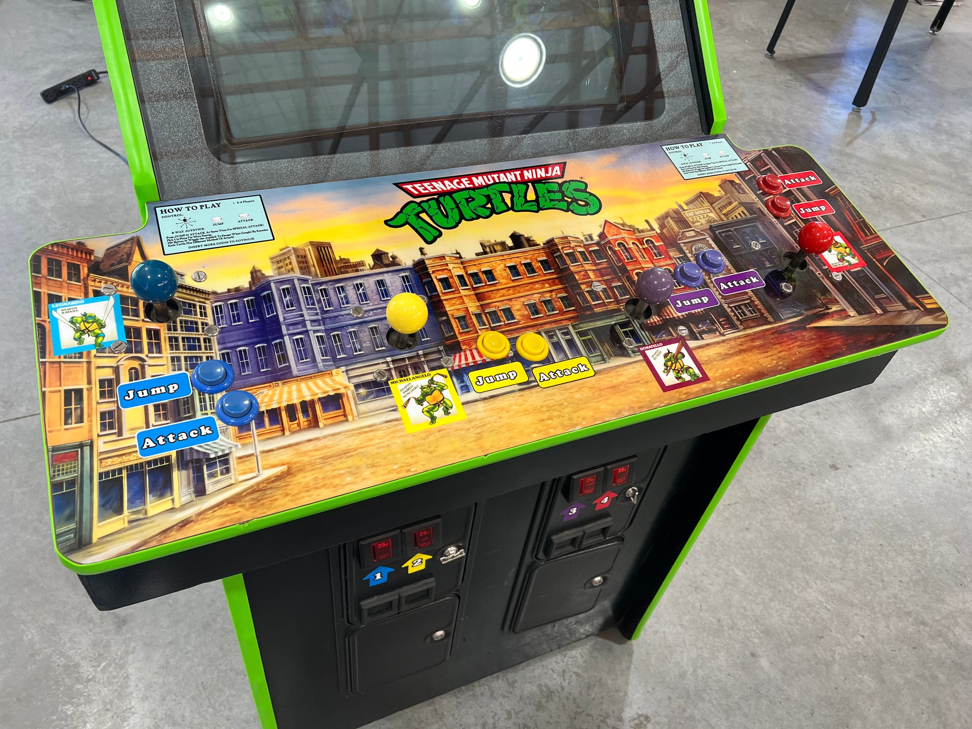 TEENAGE MUTANT NINJA TURTLES - 4 PLAYER - The OG -  Konami Arcade Game! ORIGINAL! Good Looking Arcade Cabinet - TMNT- TNT - Working Great!