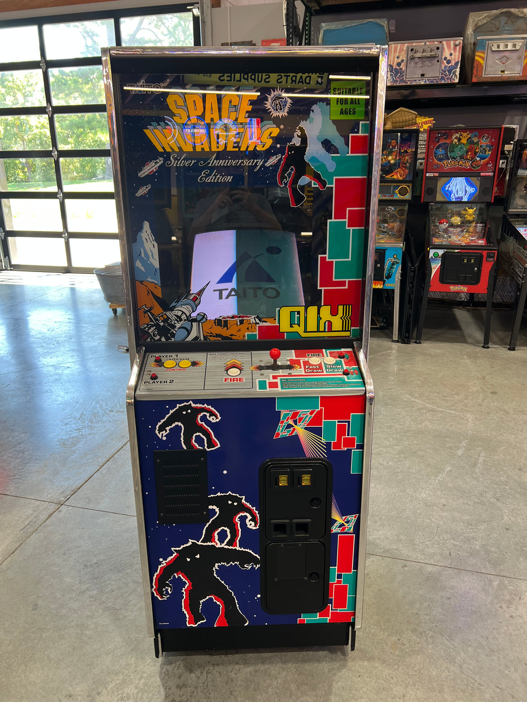 SPACE INVADERS / QIX COMBO Taito Reunion Arcade Game - Works 100% - Two All Time Greats in One Cabinet!