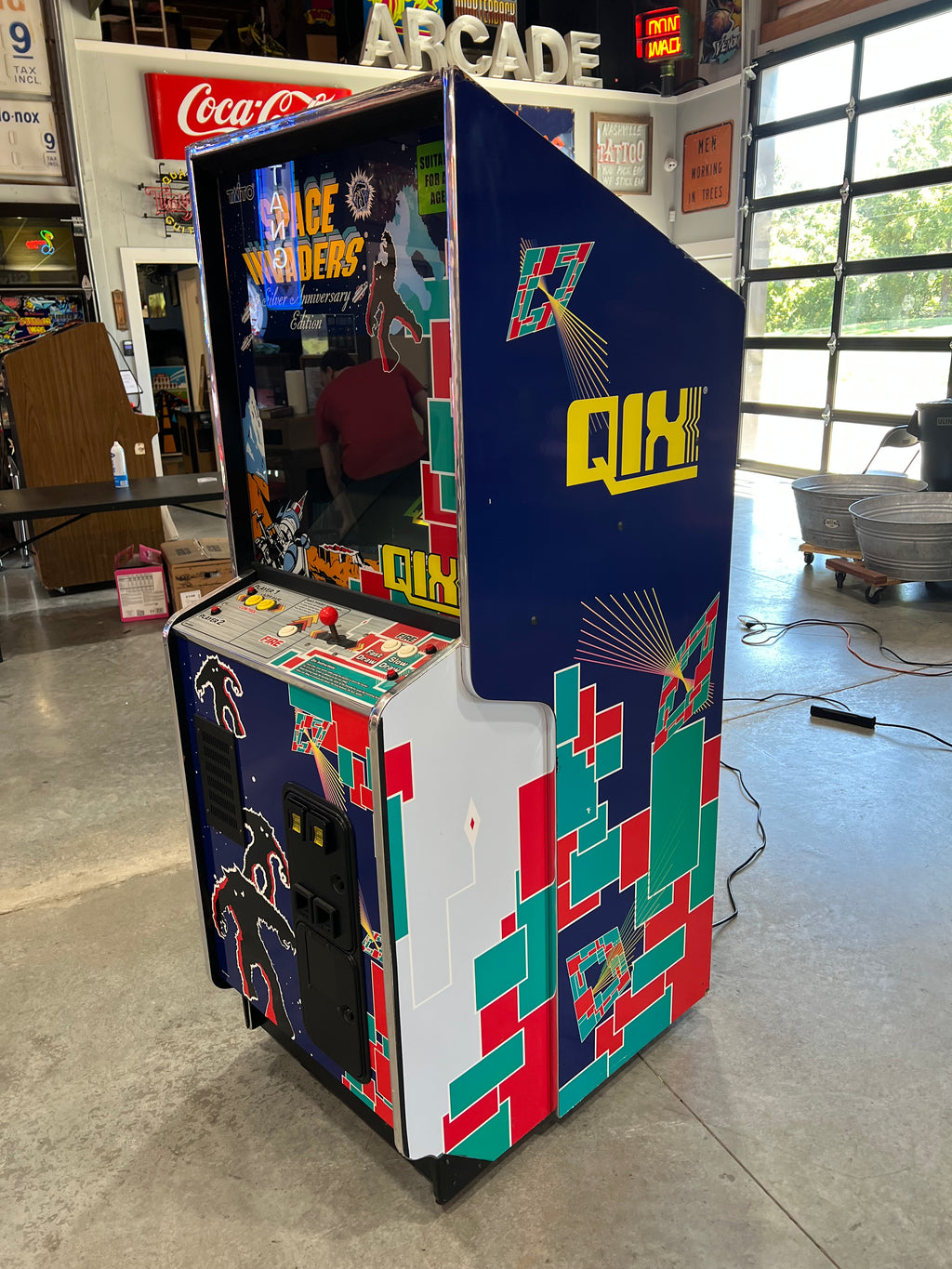 SPACE INVADERS / QIX COMBO Taito Reunion Arcade Game - Works 100% - Two All Time Greats in One Cabinet!