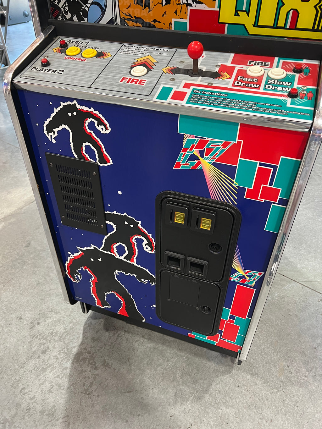 SPACE INVADERS / QIX COMBO Taito Reunion Arcade Game - Works 100% - Two All Time Greats in One Cabinet!
