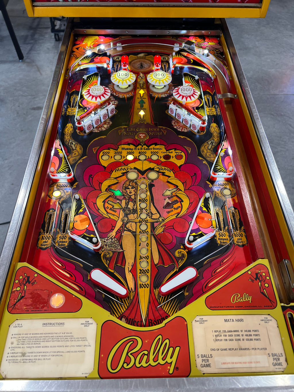 Mata Hari - 1978 Bally Pinball Machine - Shopped and Working 100%