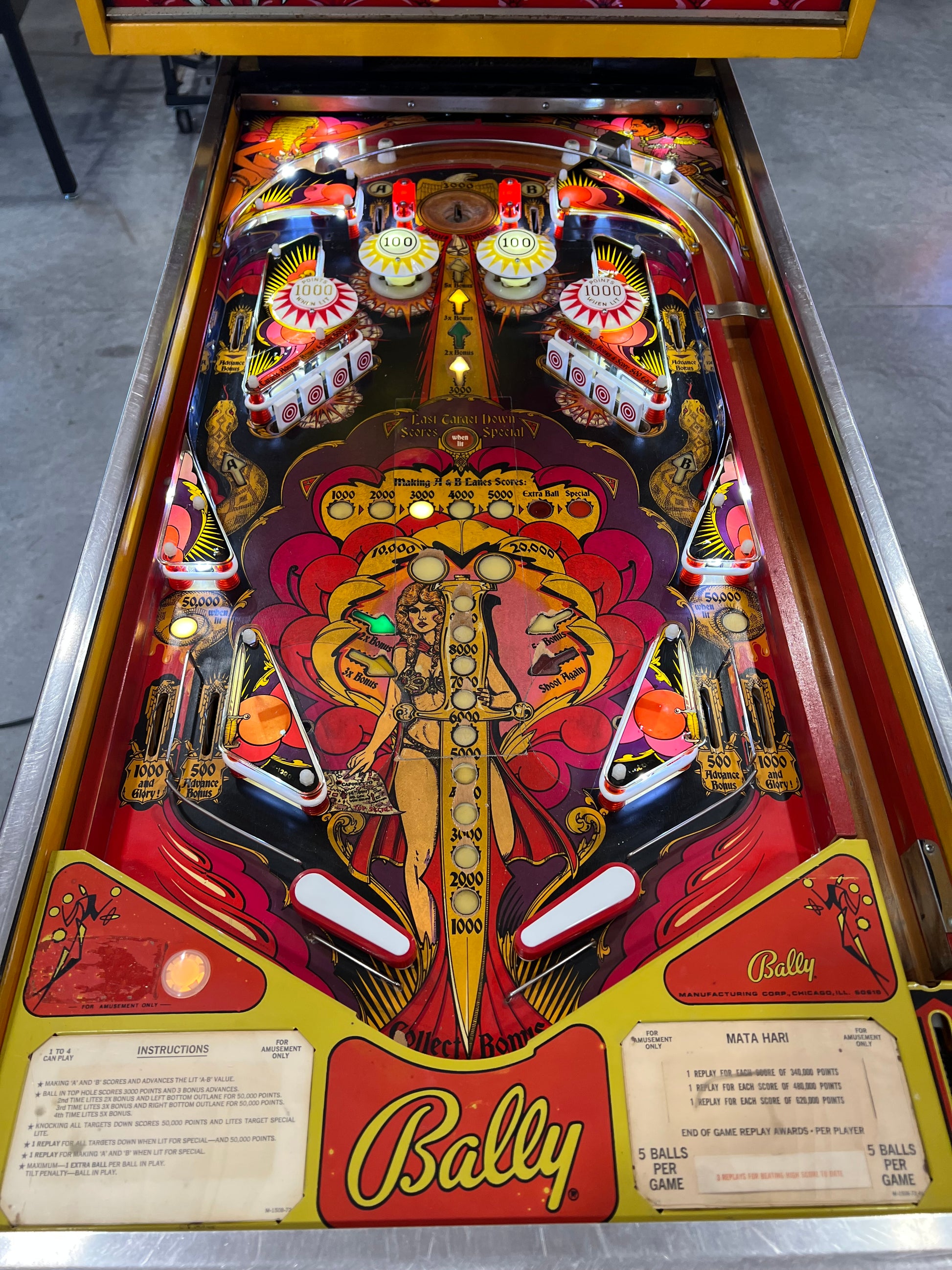 Mata Hari - 1978 Bally Pinball Machine - Shopped and Working 100%