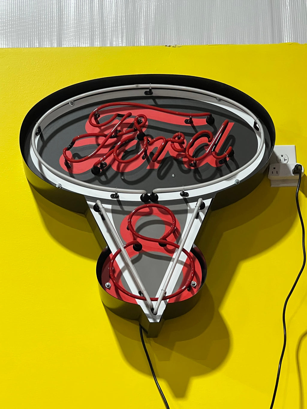 FORD V8 DEALER STYLE NEON CAN SIGN - Ready for Your Garage, Game Room or Man Cave!! REAL NEON!