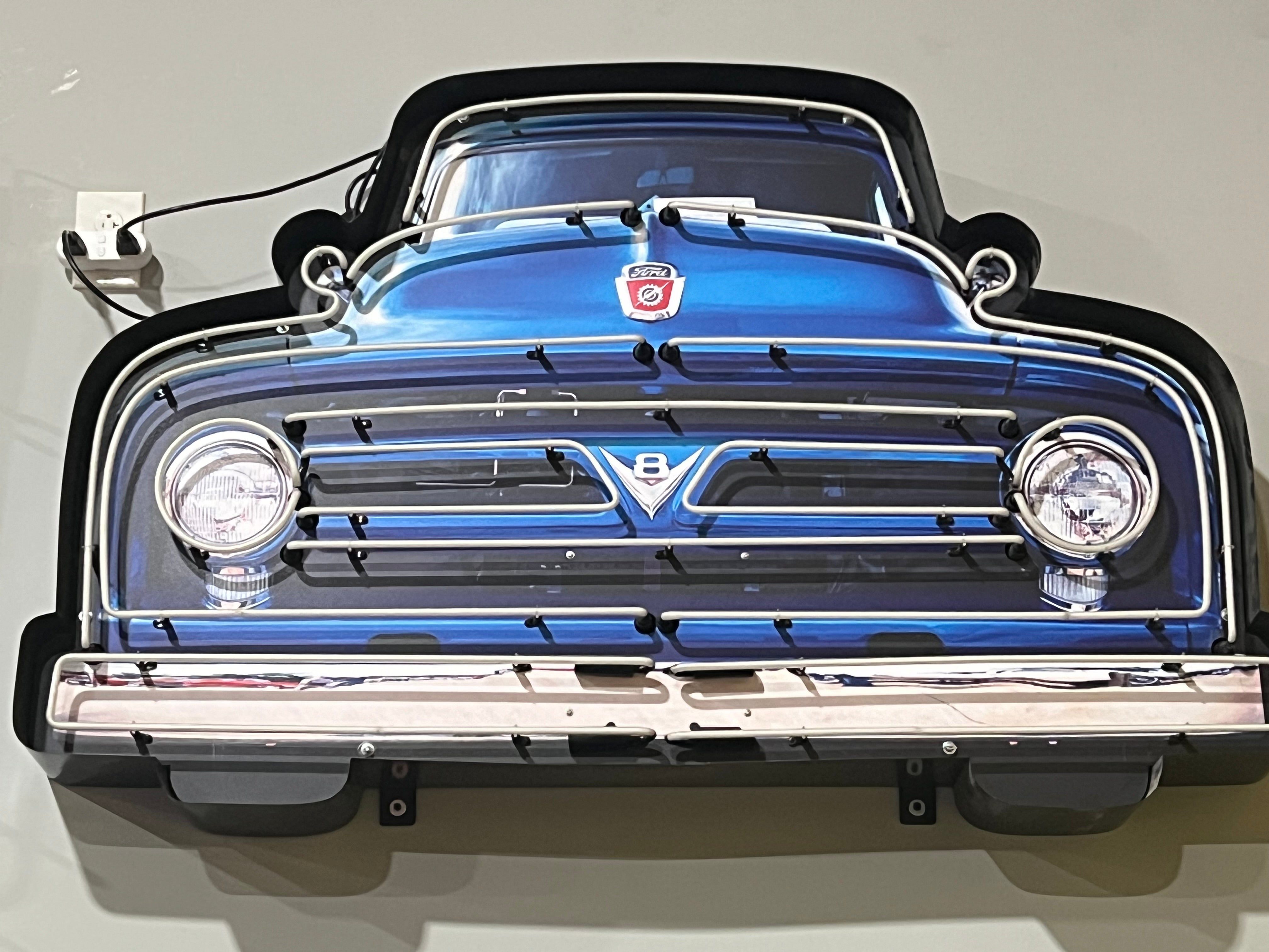 FORD V8 TRUCK GRILLE LARGE 4 1/2 FT NEON CAN SIGN - Ready for Your