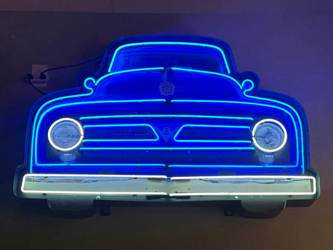 FORD V8 TRUCK GRILLE LARGE 4 1/2 FT NEON CAN SIGN - Ready for Your Garage, Game Room or Man Cave!! REAL NEON!