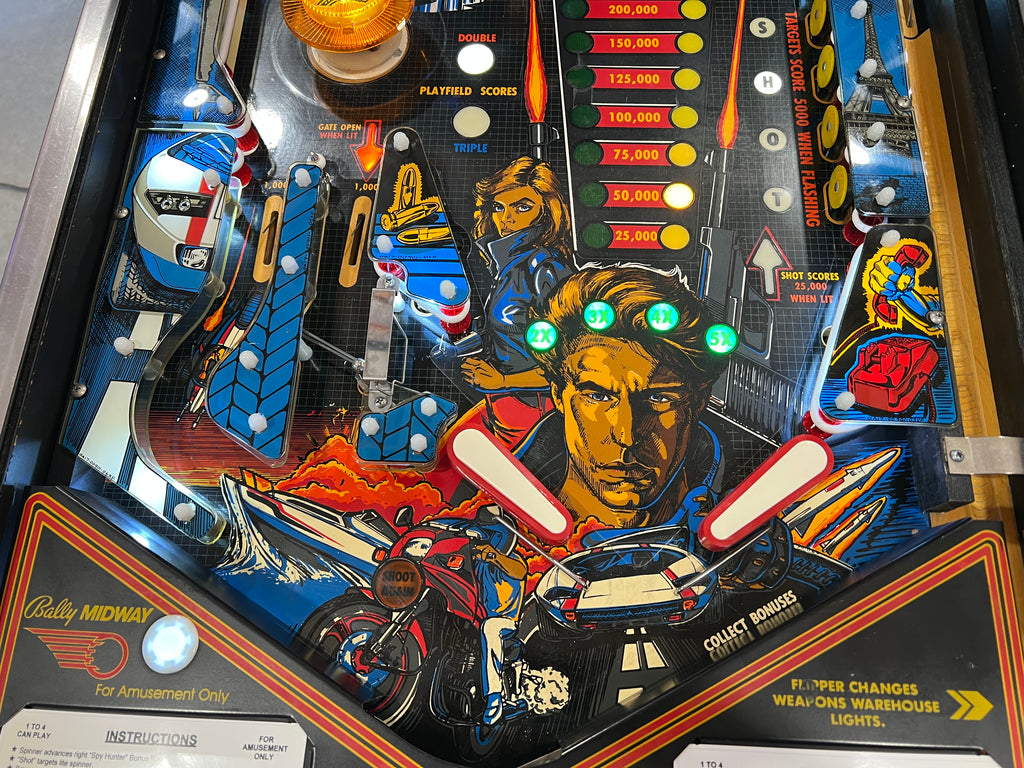 SPY HUNTER - 1986 Bally Pinball Machine - WORKS 100% - VERY VERY Nice Example of This Title!
