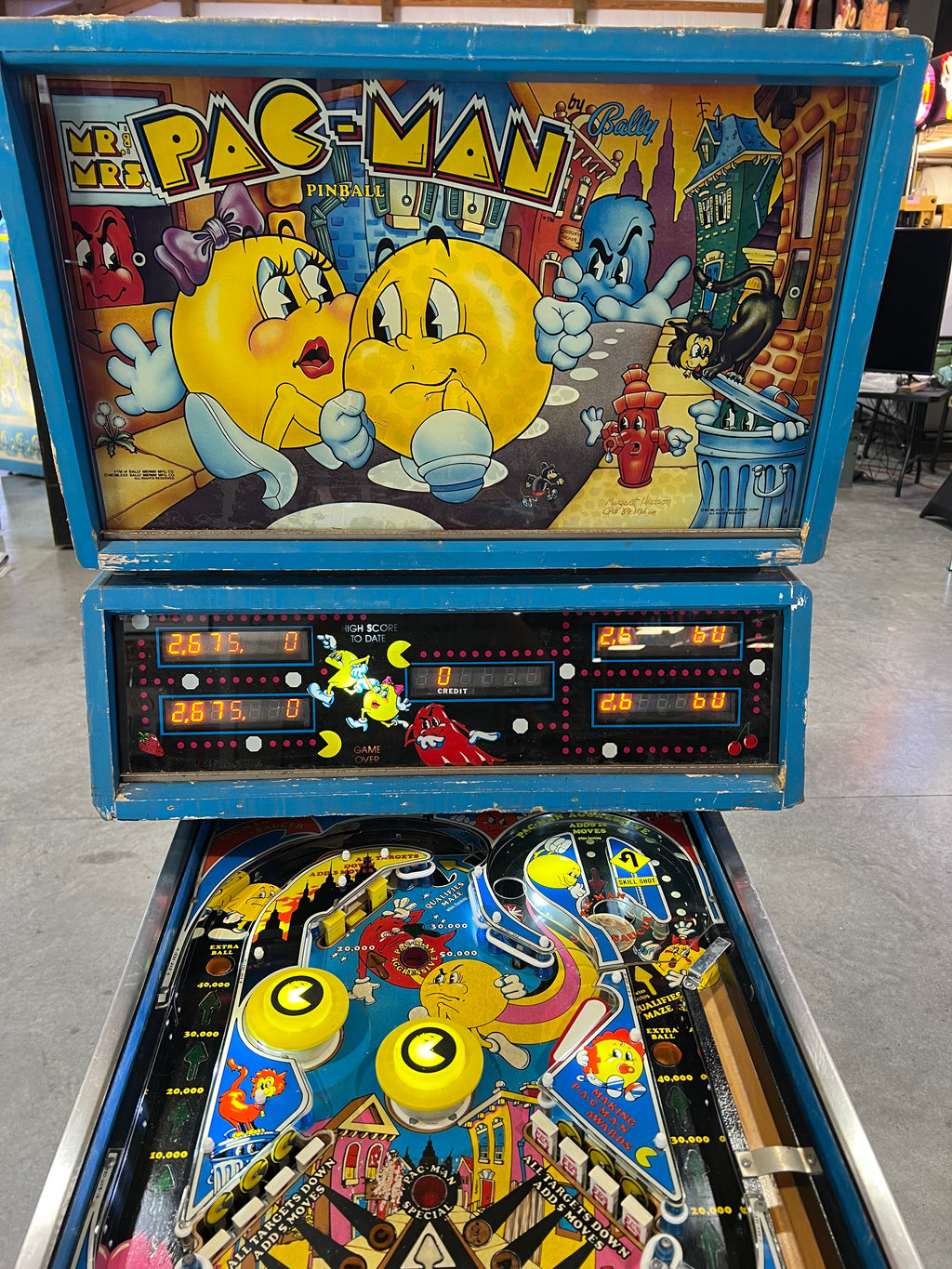 MR and MS PACMAN PINBALL - 1982 Bally Pinball Machine - Shopped and Working 100%