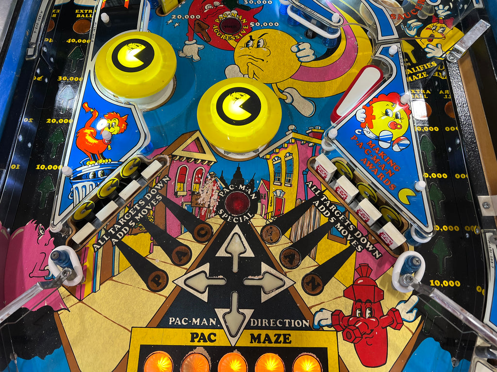 MR and MS PACMAN PINBALL - 1982 Bally Pinball Machine - Shopped and Working 100%