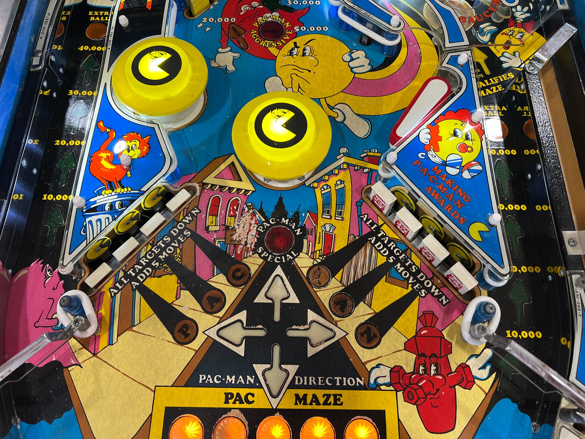 MR and MS PACMAN PINBALL - 1982 Bally Pinball Machine - Shopped and Working 100%