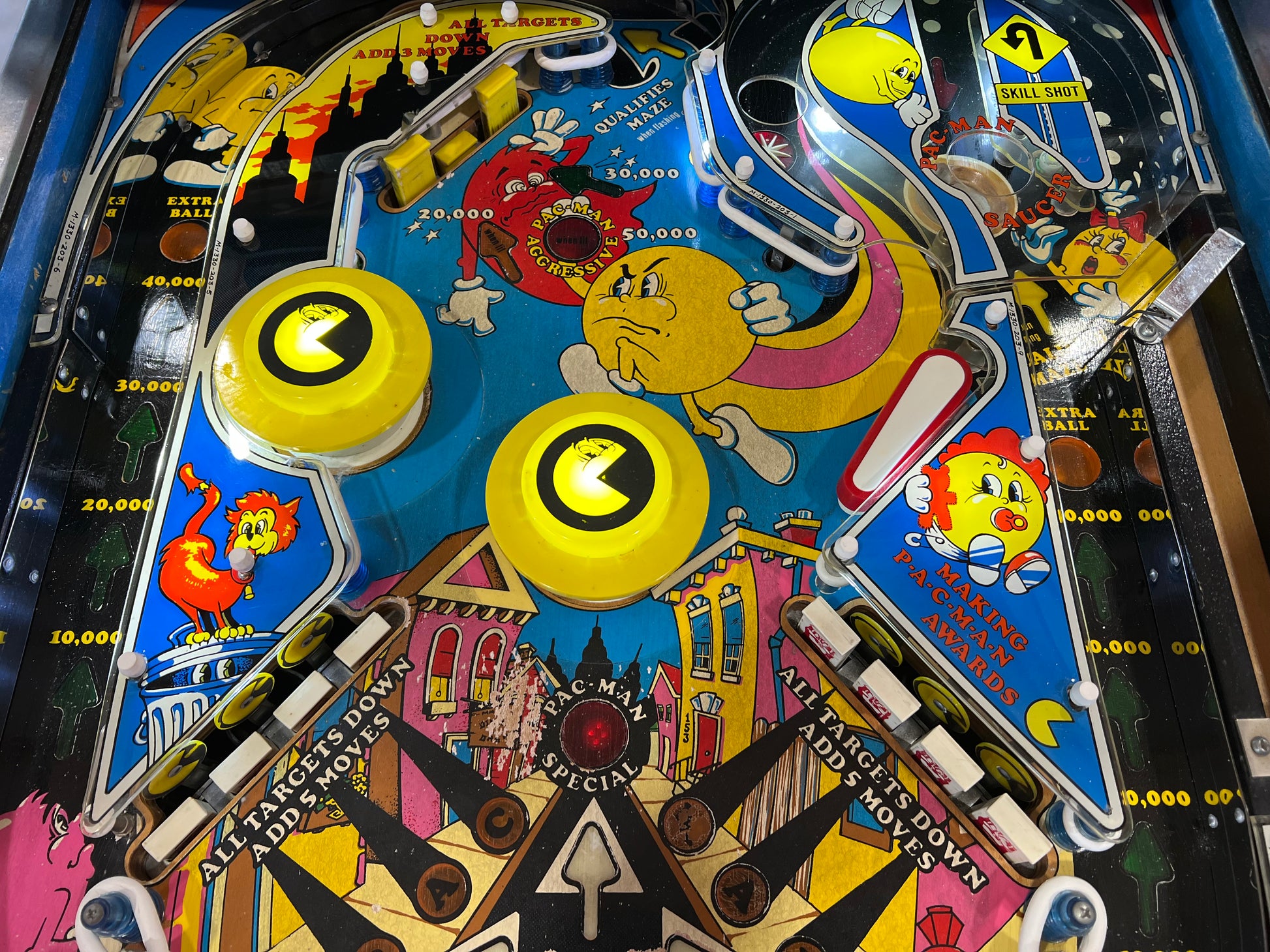 MR and MS PACMAN PINBALL - 1982 Bally Pinball Machine - Shopped and Working 100%