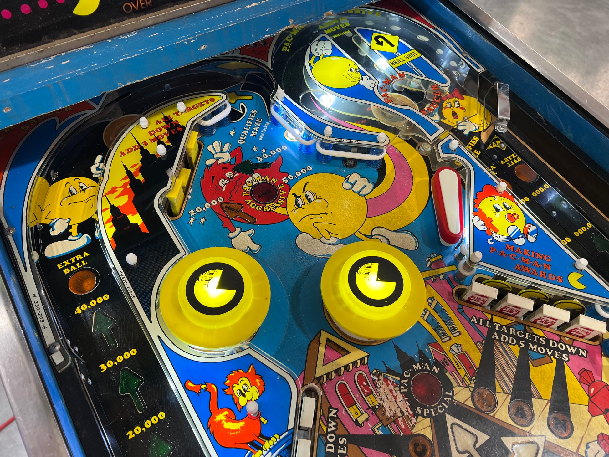 MR and MS PACMAN PINBALL - 1982 Bally Pinball Machine - Shopped and Working 100%