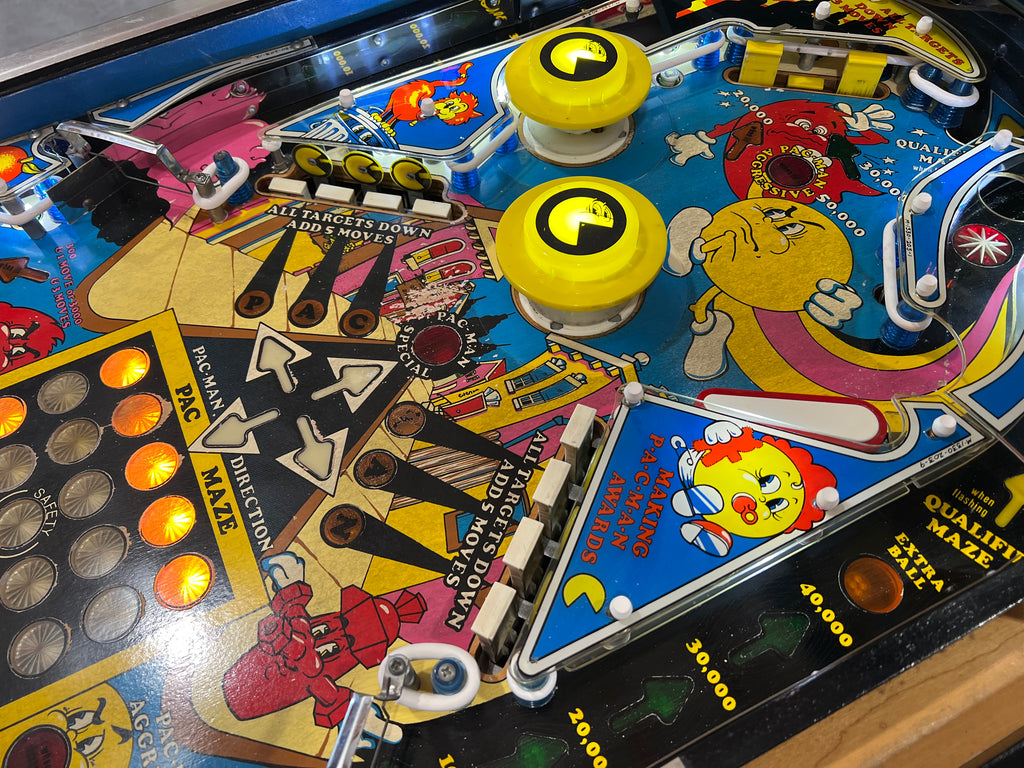 MR and MS PACMAN PINBALL - 1982 Bally Pinball Machine - Shopped and Working 100%