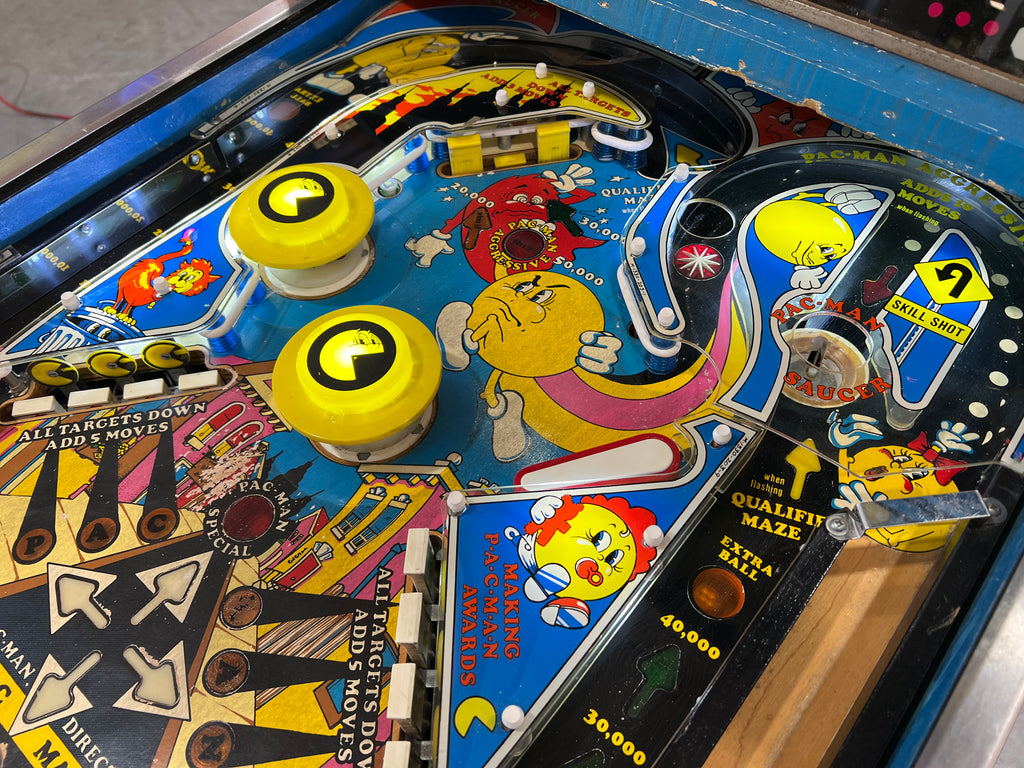 MR and MS PACMAN PINBALL - 1982 Bally Pinball Machine - Shopped and Working 100%