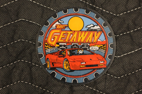 The Getaway Pinball Promotional Coaster.