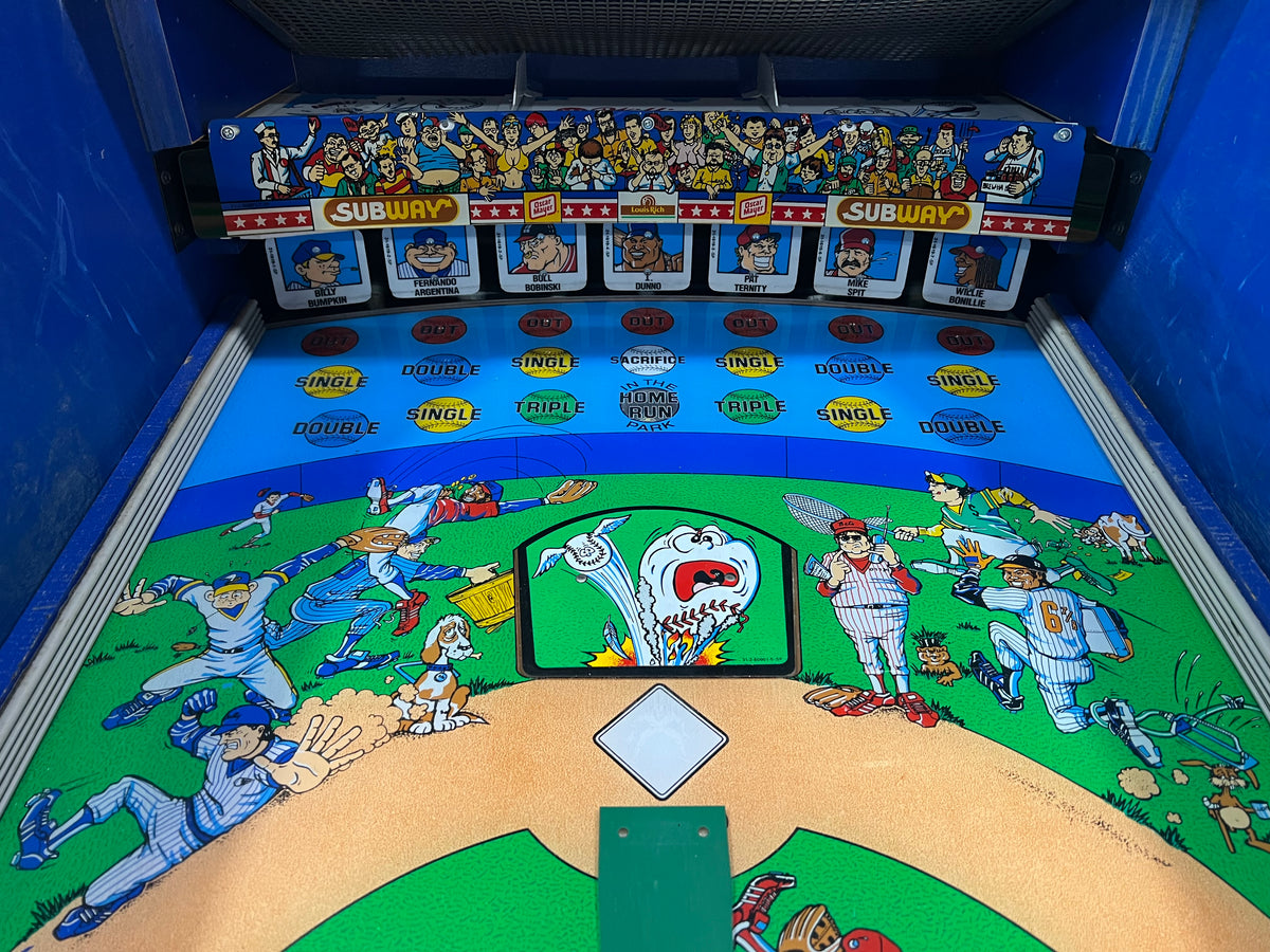 Slugfest 1991 Pitch and Bat Williams Pinball Machine - WORKS 100% - Nice Game DISPENSES BASEBALL CARDS!!! Card Shop Ready!