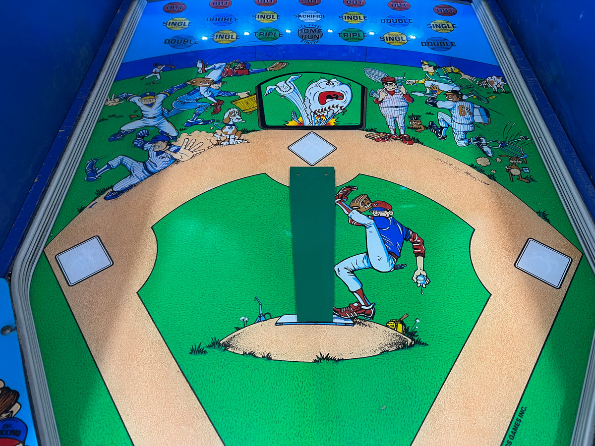 Slugfest 1991 Pitch and Bat Williams Pinball Machine - WORKS 100% - Nice Game DISPENSES BASEBALL CARDS!!! Card Shop Ready!