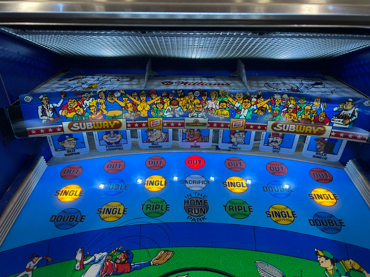 Slugfest 1991 Pitch and Bat Williams Pinball Machine - WORKS 100% - Nice Game DISPENSES BASEBALL CARDS!!! Card Shop Ready!