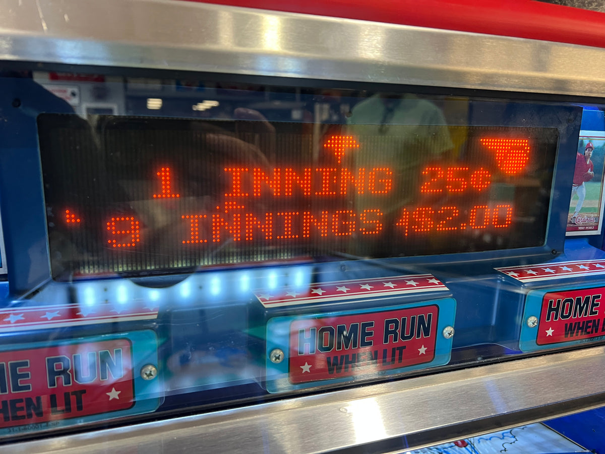 Slugfest 1991 Pitch and Bat Williams Pinball Machine - WORKS 100% - Nice Game DISPENSES BASEBALL CARDS!!! Card Shop Ready!