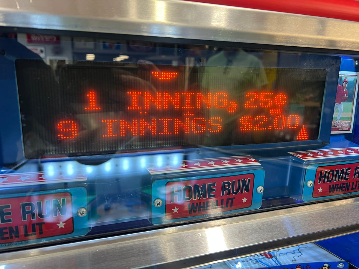 Slugfest 1991 Pitch and Bat Williams Pinball Machine - WORKS 100% - Nice Game DISPENSES BASEBALL CARDS!!! Card Shop Ready!