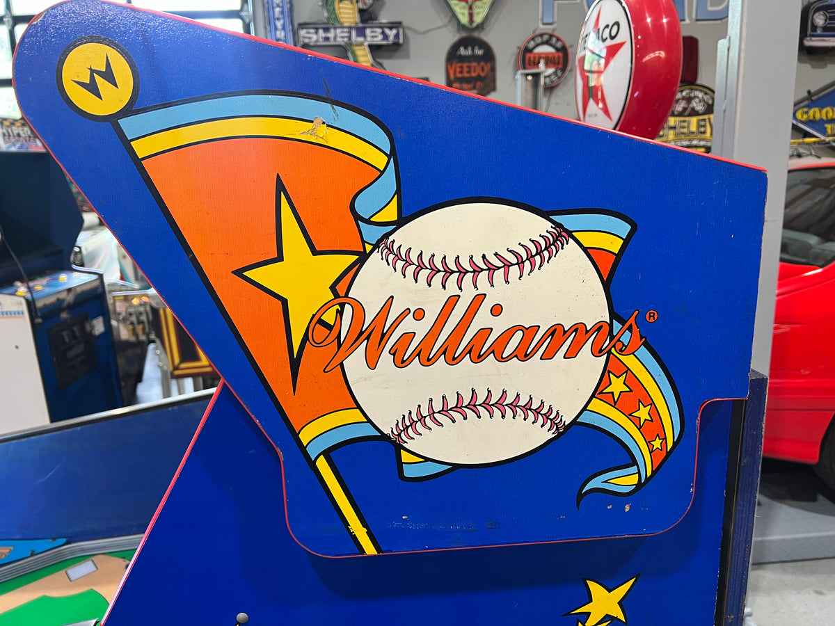 Slugfest 1991 Pitch and Bat Williams Pinball Machine - WORKS 100% - Nice Game DISPENSES BASEBALL CARDS!!! Card Shop Ready!