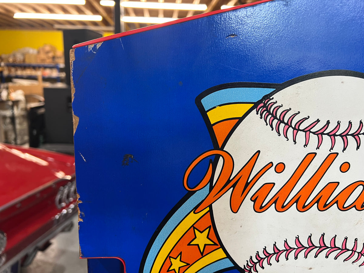 Slugfest 1991 Pitch and Bat Williams Pinball Machine - WORKS 100% - Nice Game DISPENSES BASEBALL CARDS!!! Card Shop Ready!
