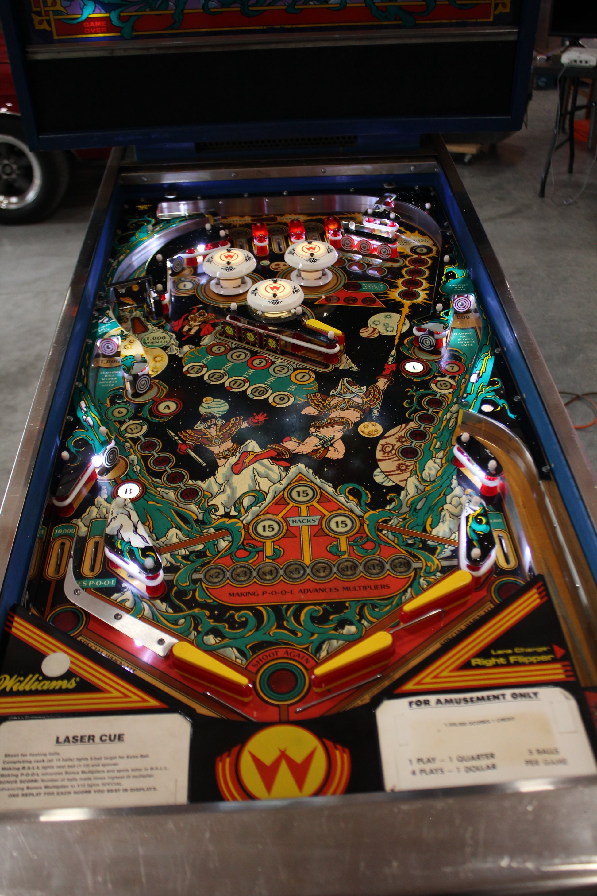 LASER CUE - 1984 Williams Pinball Machine - WORKS 100% - SUPER Nice Game