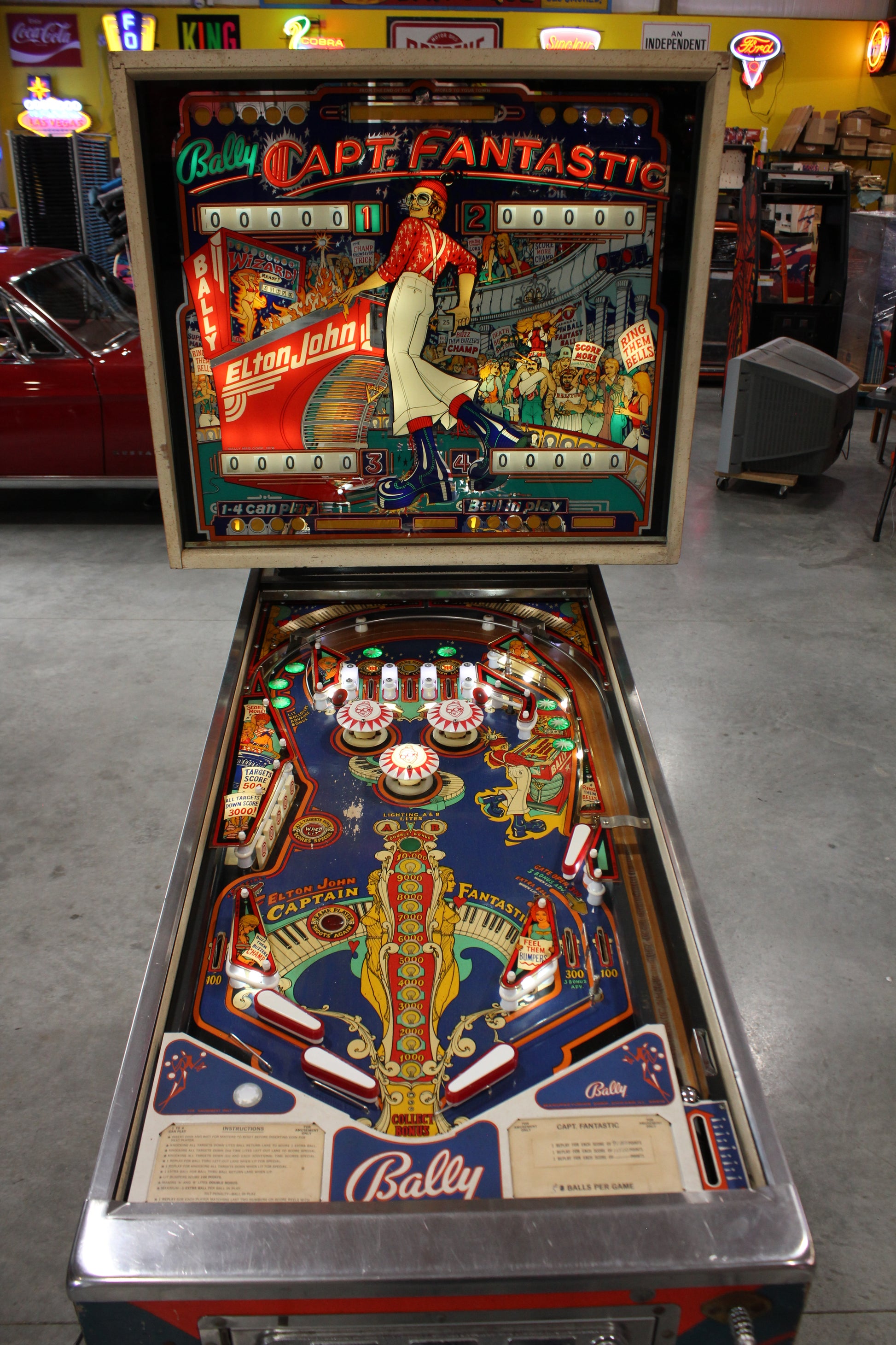 CAPTAIN FANTASTIC - Elton John - 1976 Williams Pinball Machine - WORKS 100% - Nice EM Electromechanical Game