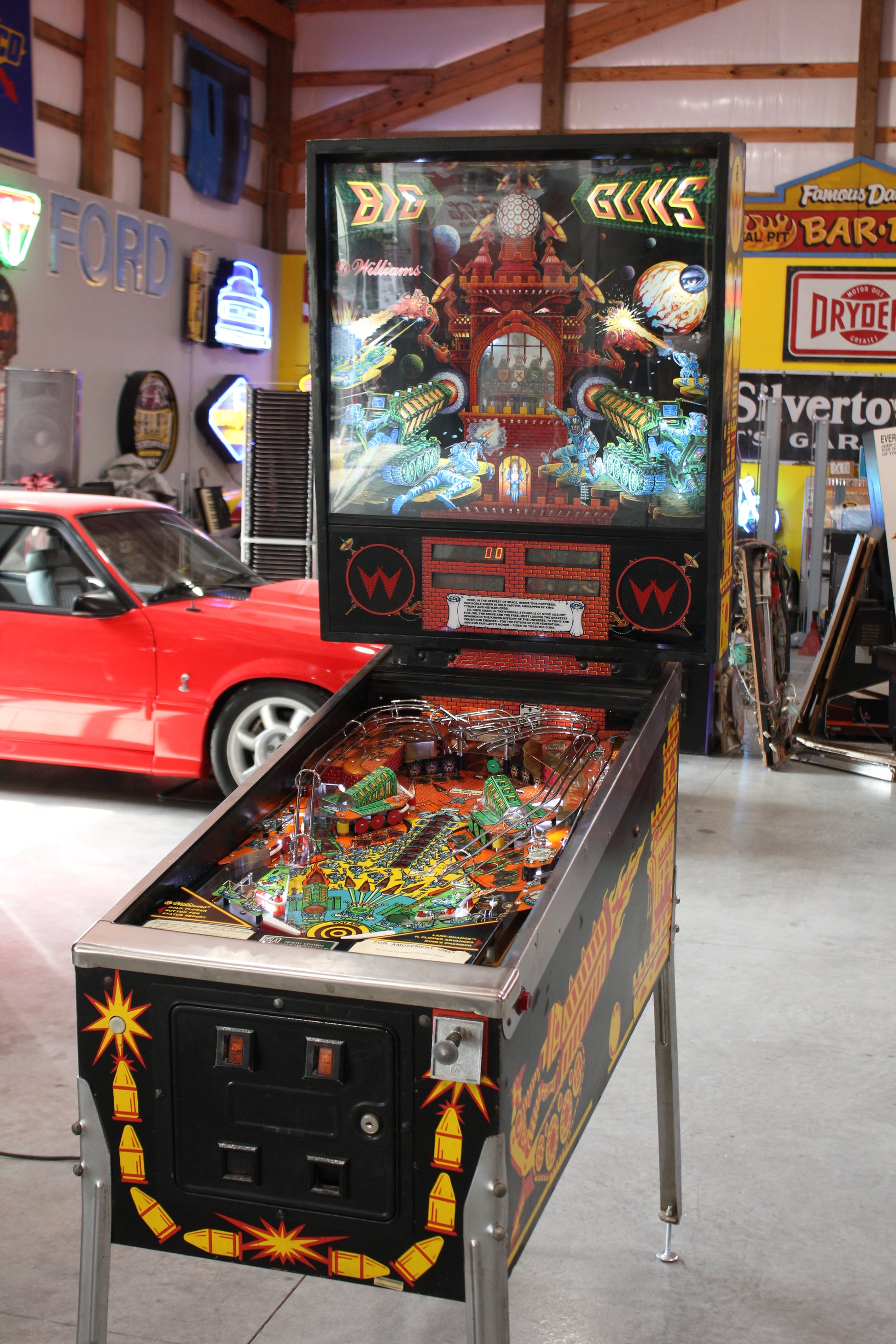 BIG GUNS - 1987 Williams Pinball Machine - WORKS 100% - Really Nice Game - Great Features