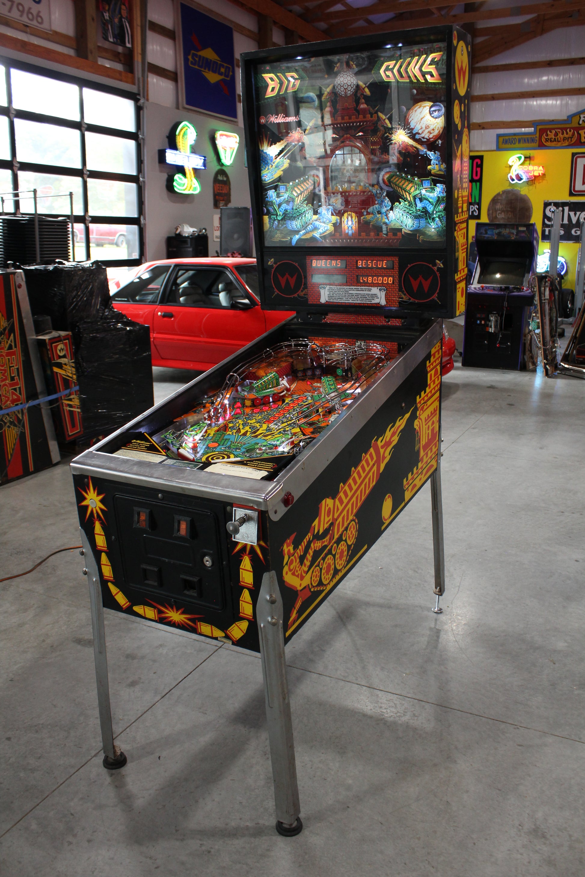BIG GUNS - 1987 Williams Pinball Machine - WORKS 100% - Really Nice Game - Great Features