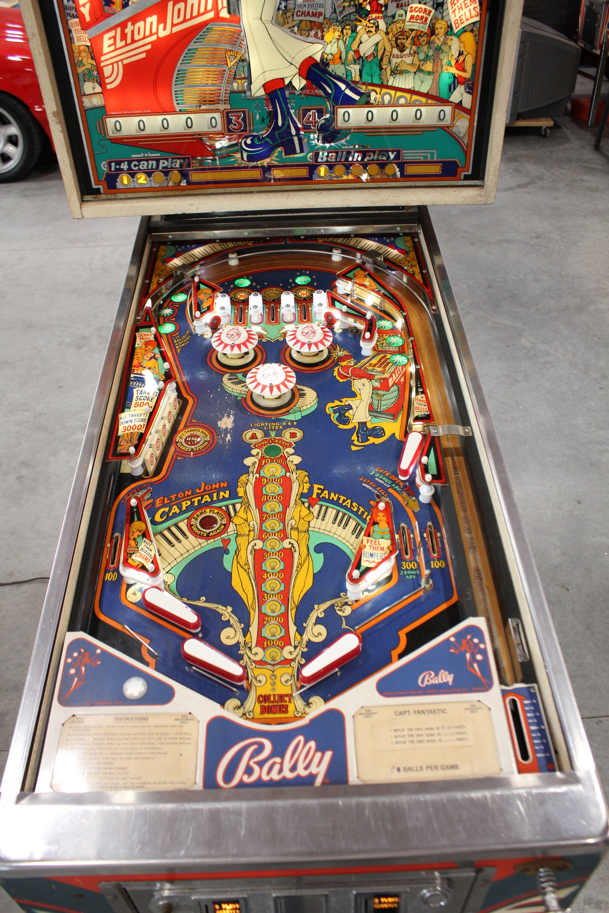 CAPTAIN FANTASTIC - Elton John - 1976 Williams Pinball Machine - WORKS 100% - Nice EM Electromechanical Game