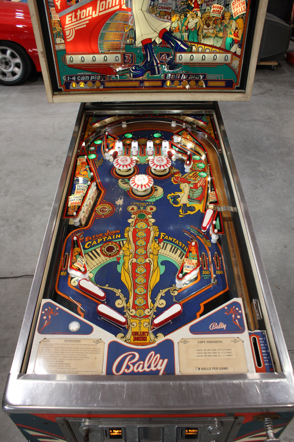 CAPTAIN FANTASTIC - Elton John - 1976 Williams Pinball Machine - WORKS 100% - Nice EM Electromechanical Game