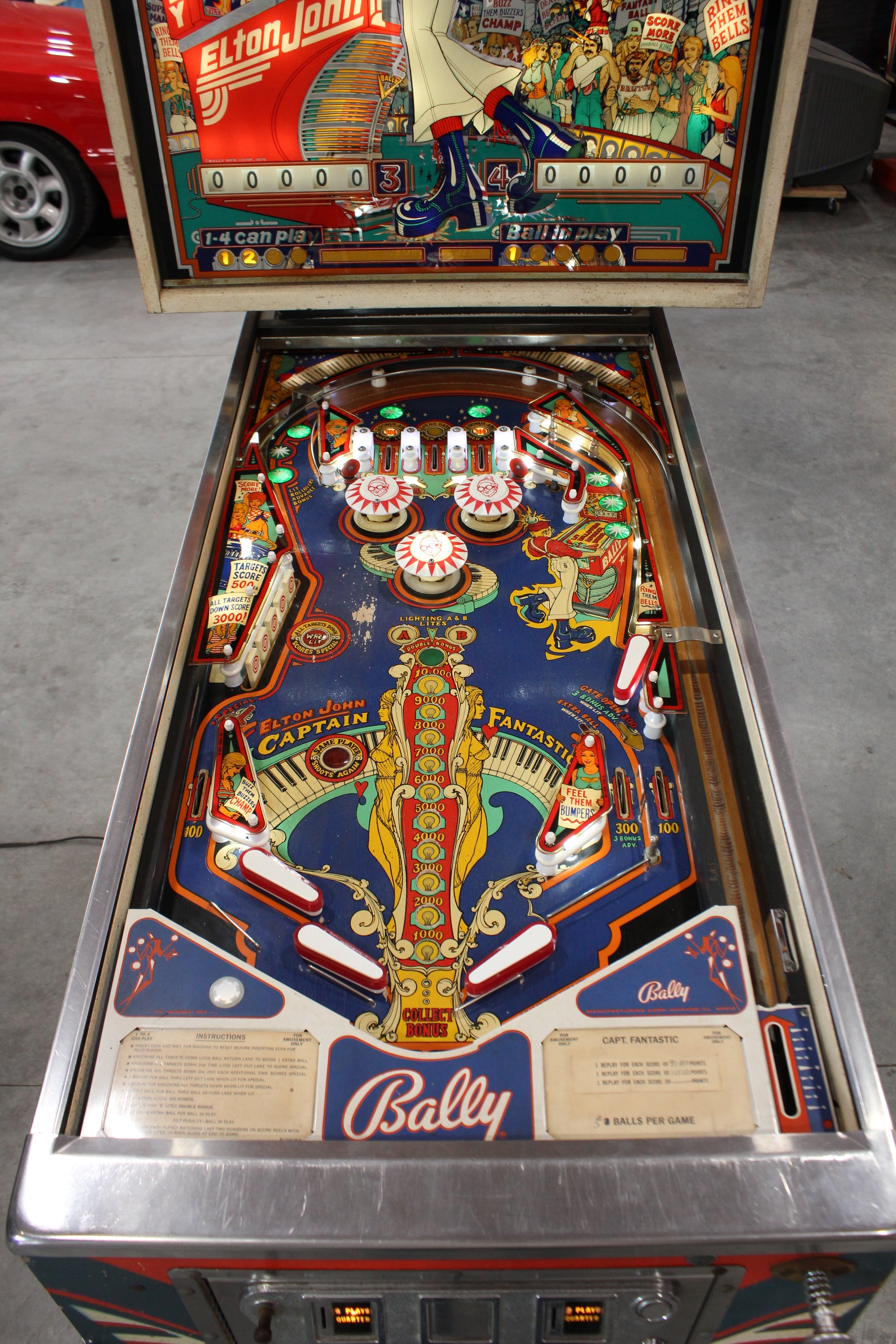 CAPTAIN FANTASTIC - Elton John - 1976 Williams Pinball Machine - WORKS 100% - Nice EM Electromechanical Game