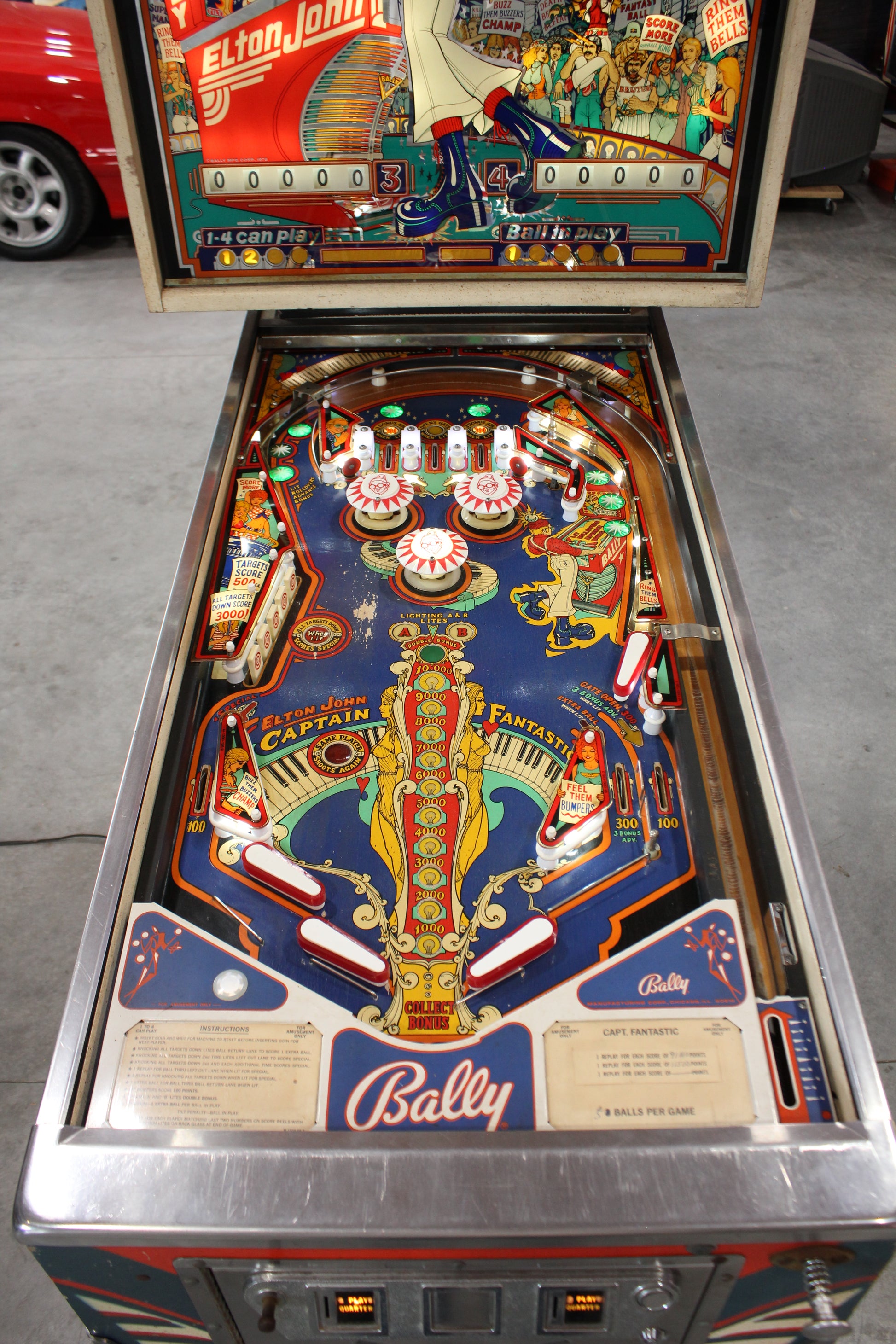 CAPTAIN FANTASTIC - Elton John - 1976 Williams Pinball Machine - WORKS 100% - Nice EM Electromechanical Game