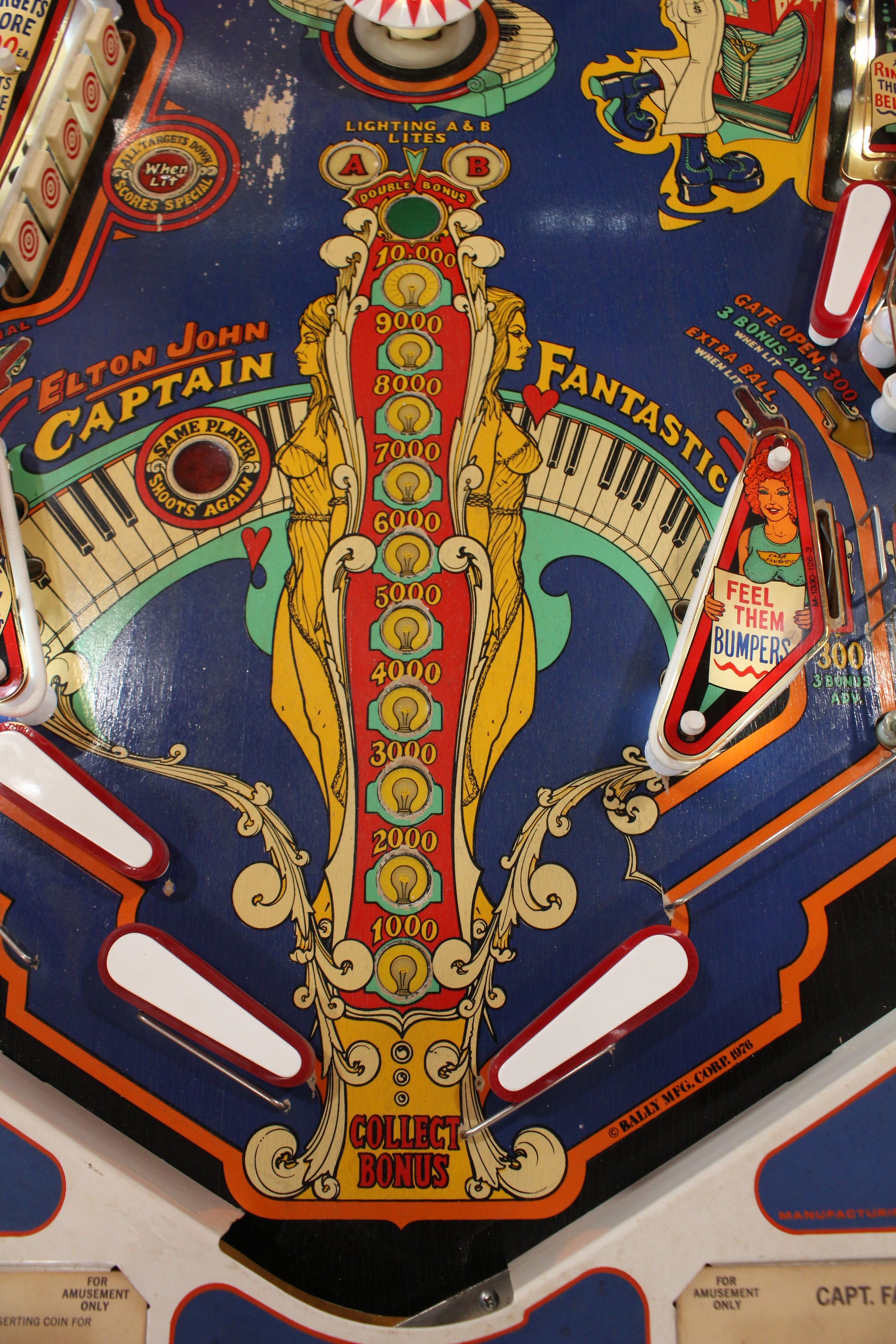 CAPTAIN FANTASTIC - Elton John - 1976 Williams Pinball Machine - WORKS 100% - Nice EM Electromechanical Game