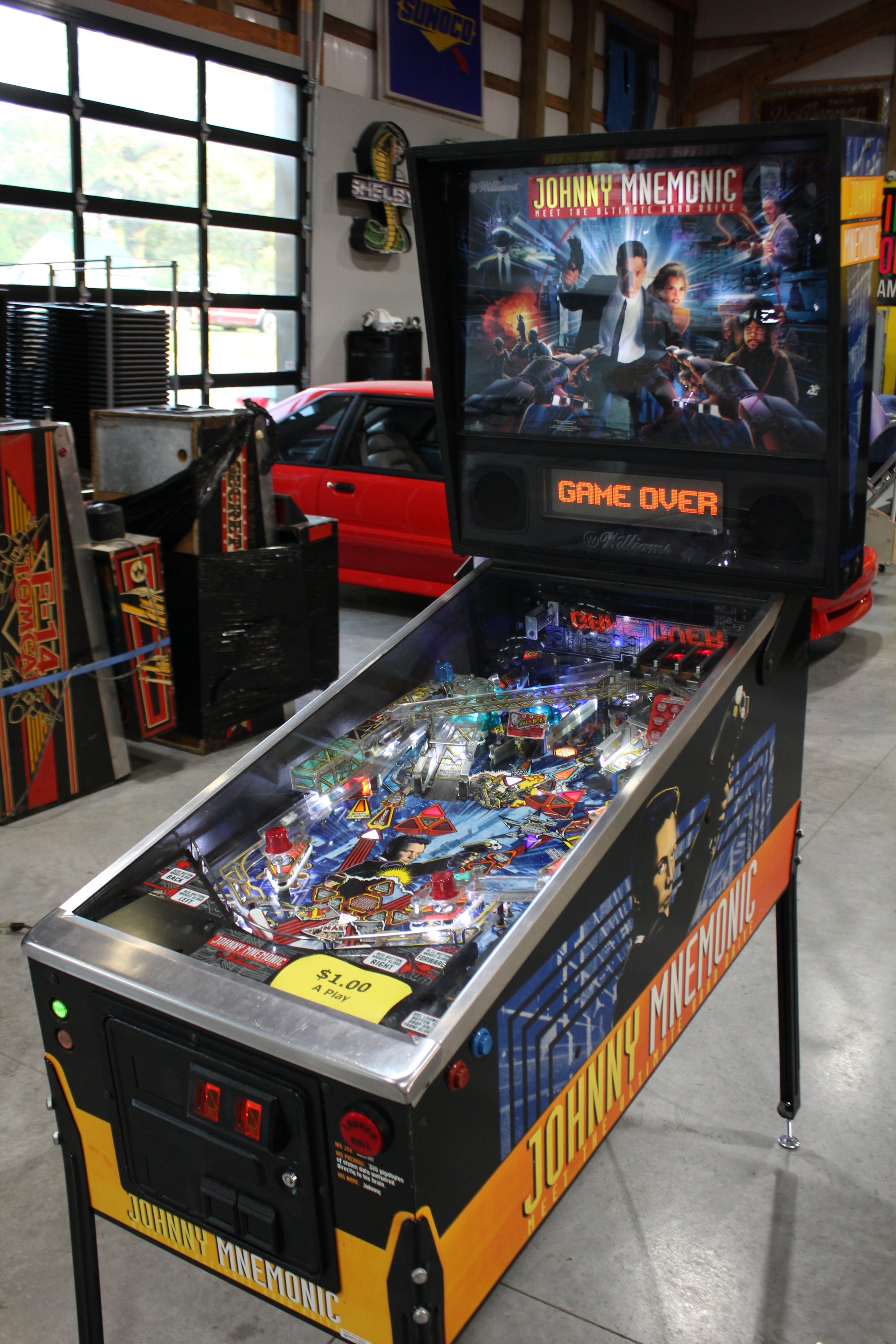 JOHNNY MNEMONIC - 1995 Williams Pinball Machine - WORKS 100% - Defeat the Matrix with the Glove!!!
