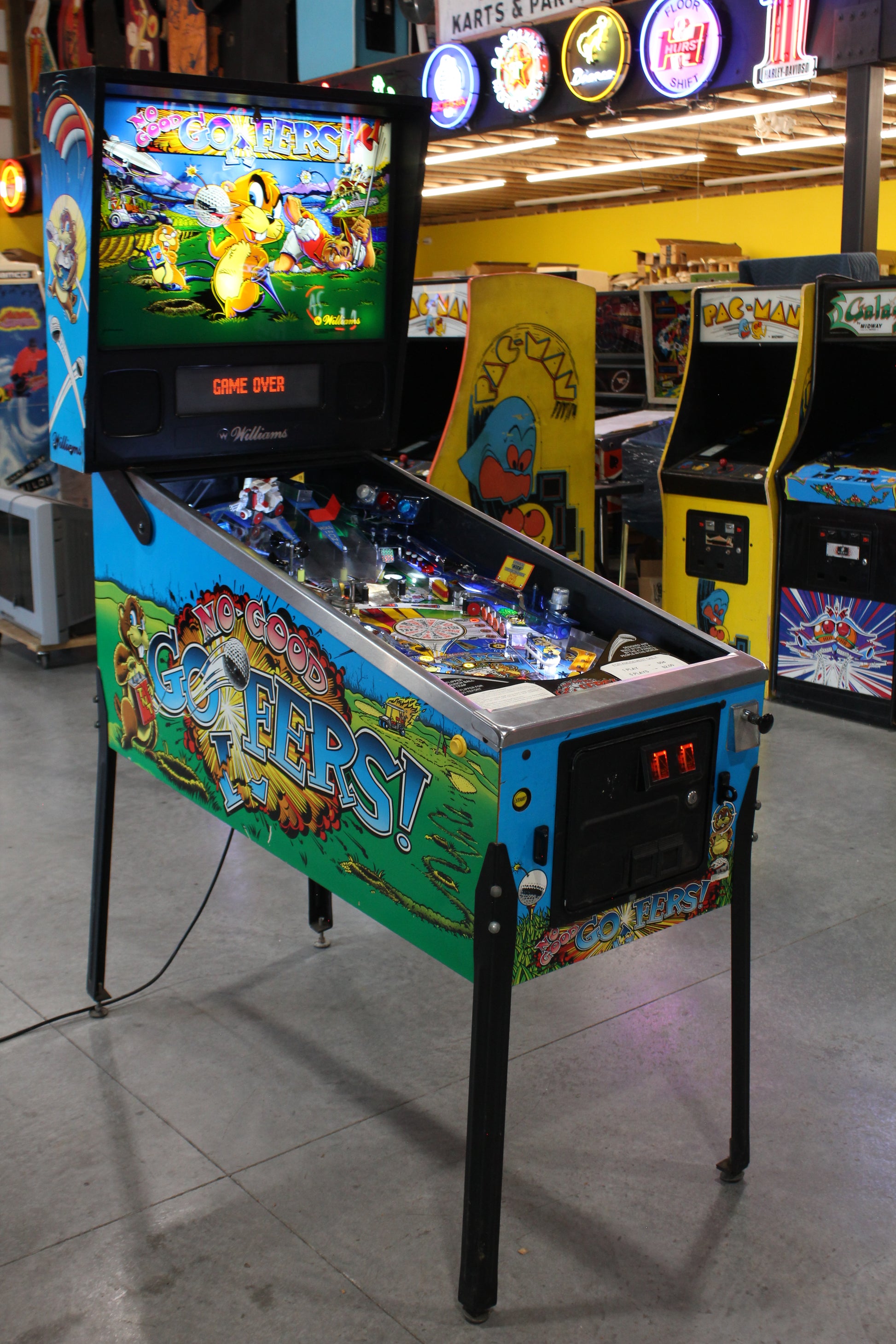 NO GOOD GOPHERS - 1997 Williams Pinball Machine - WORKS 100% - SUPER FUN GAME!