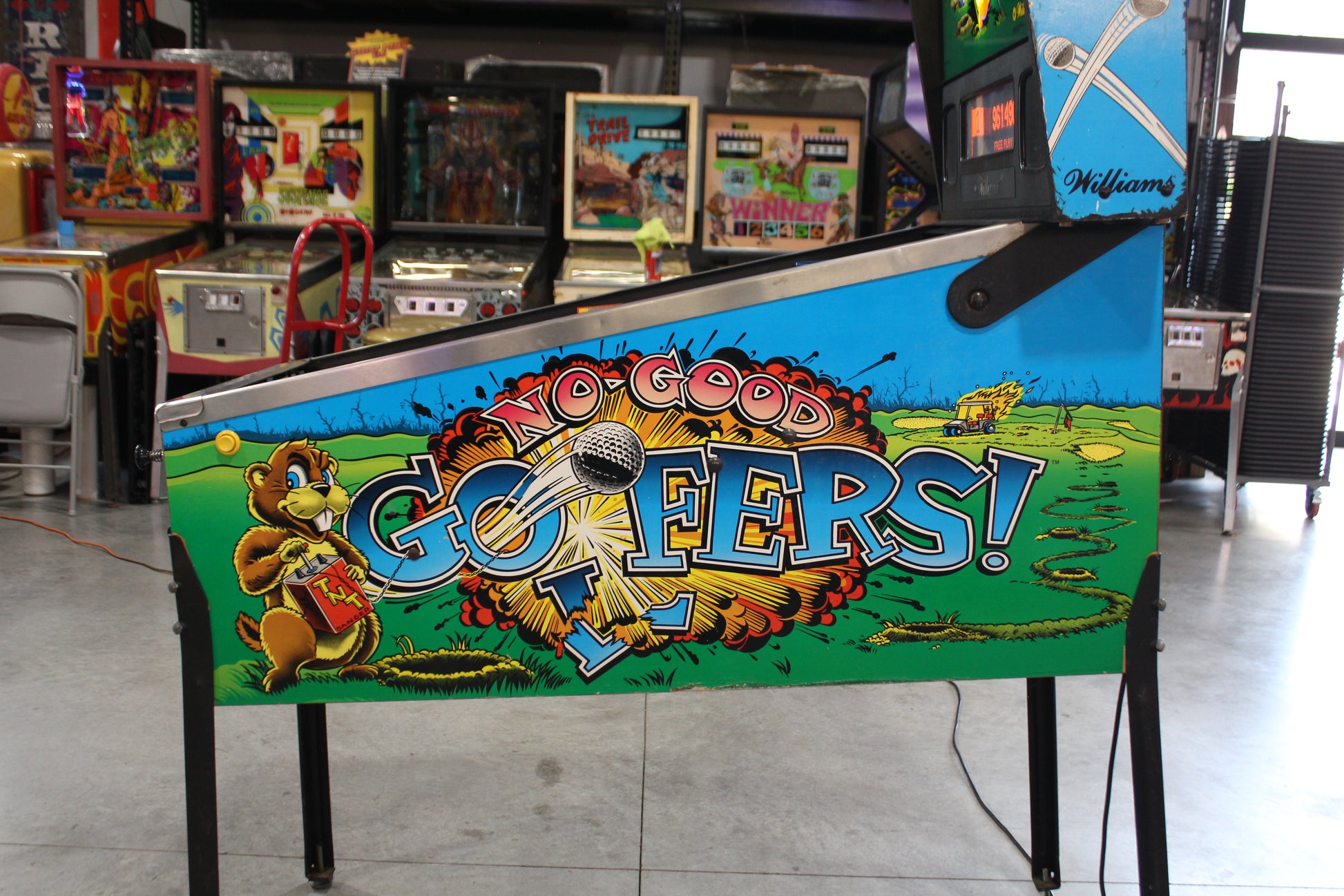 NO GOOD GOPHERS - 1997 Williams Pinball Machine - WORKS 100% - SUPER FUN GAME!
