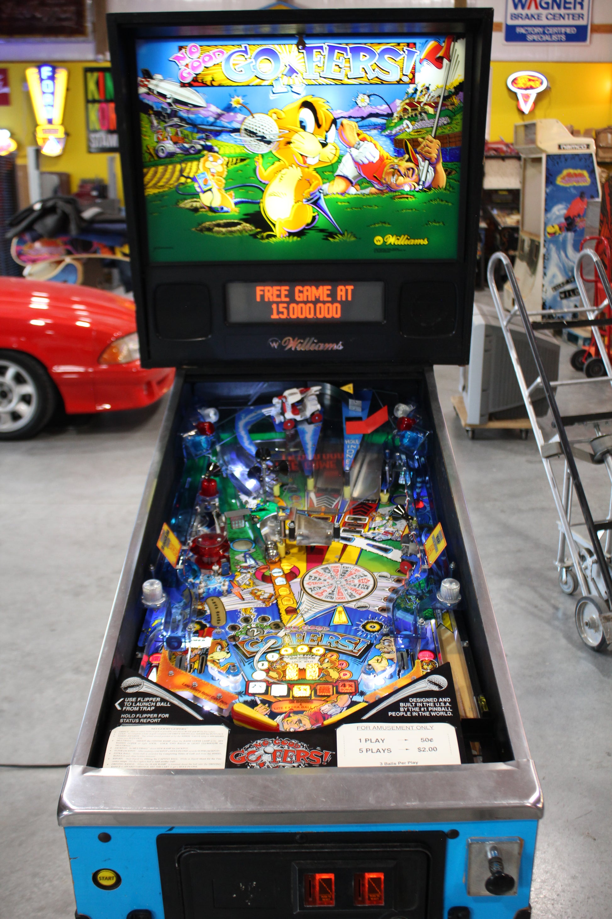 NO GOOD GOPHERS - 1997 Williams Pinball Machine - WORKS 100% - SUPER FUN GAME!