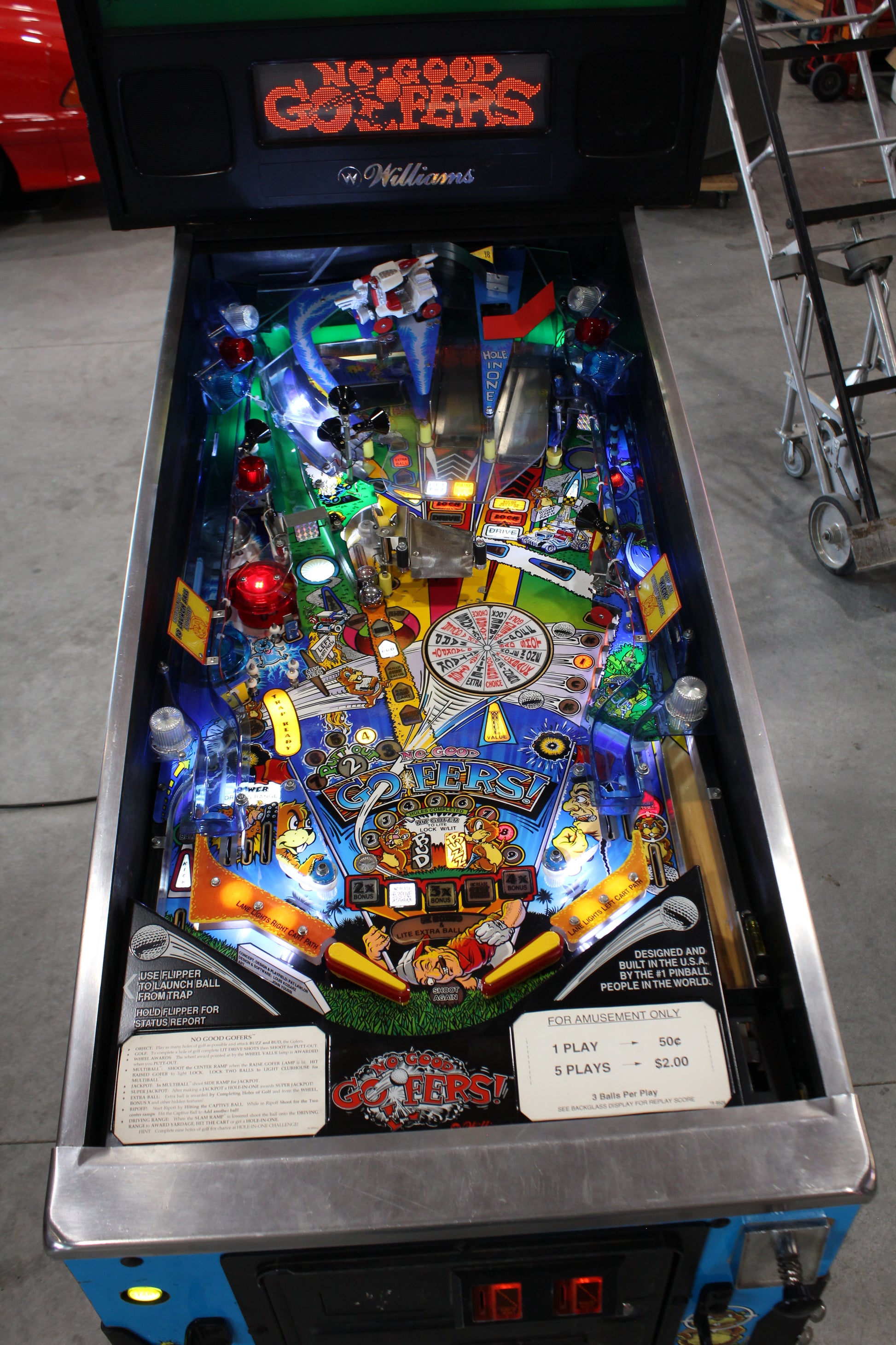 NO GOOD GOPHERS - 1997 Williams Pinball Machine - WORKS 100% - SUPER FUN GAME!