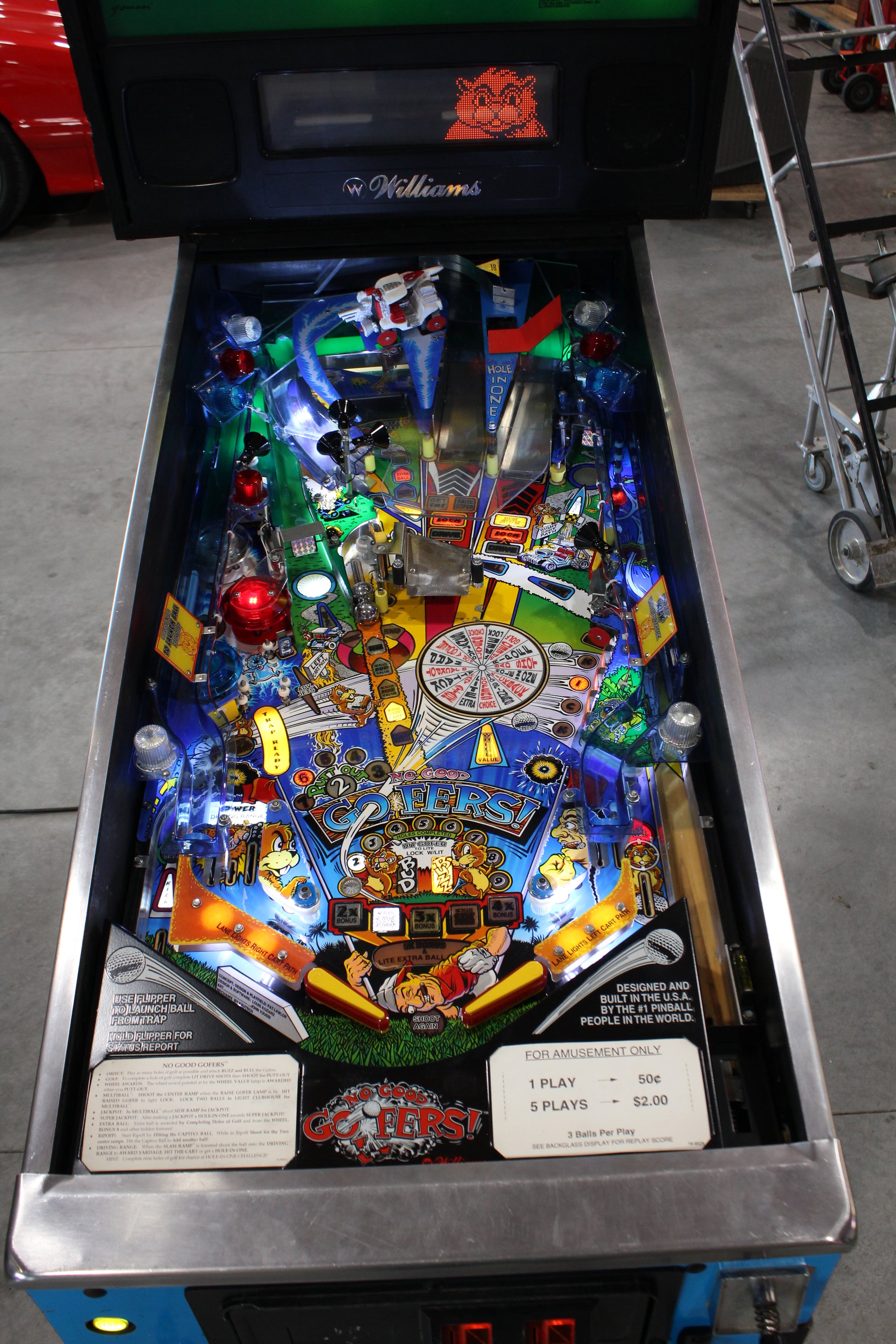 NO GOOD GOPHERS - 1997 Williams Pinball Machine - WORKS 100% - SUPER FUN GAME!