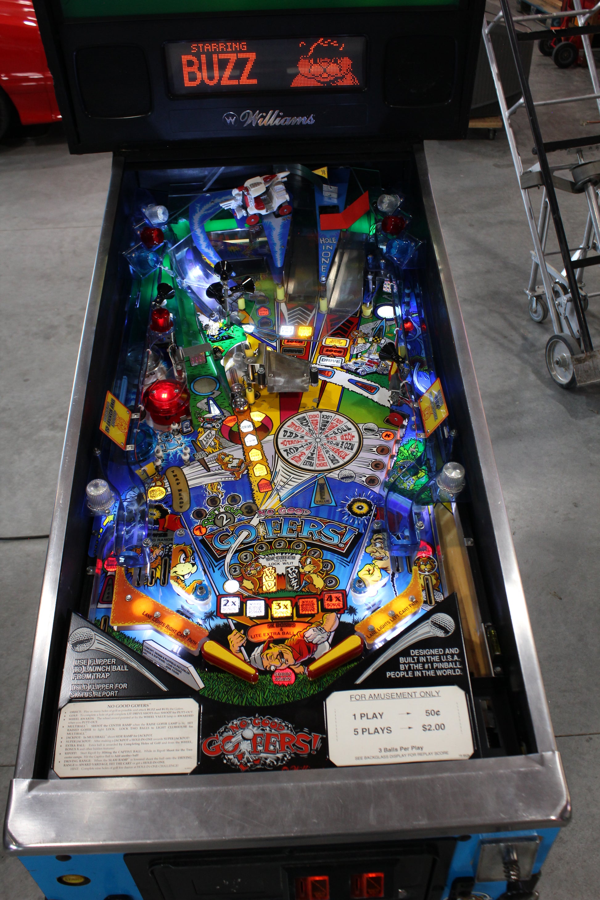 NO GOOD GOPHERS - 1997 Williams Pinball Machine - WORKS 100% - SUPER FUN GAME!