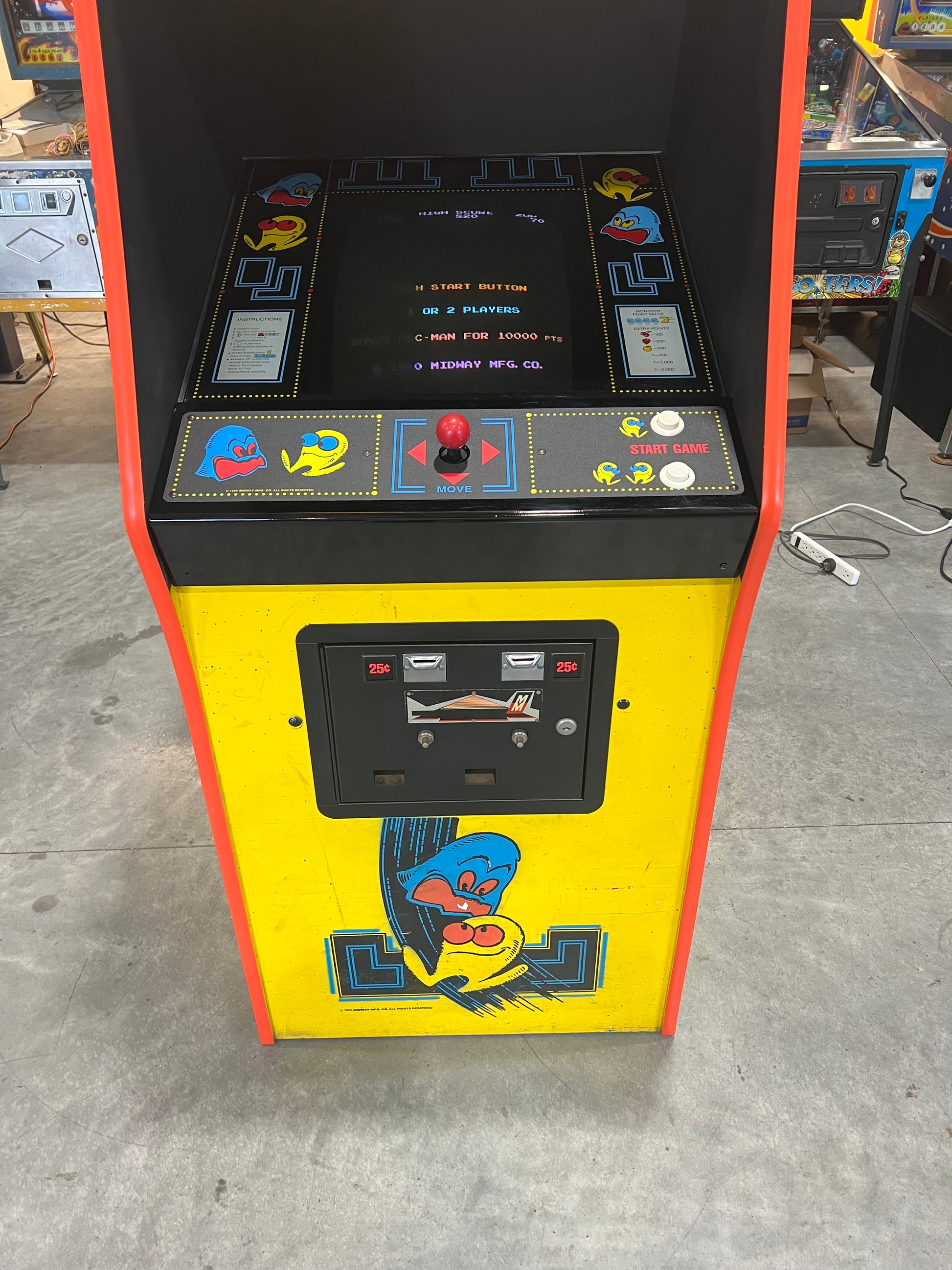 Pac-Man Arcade Game - Nice Looking Original Game - Works 100% Used PACMAN