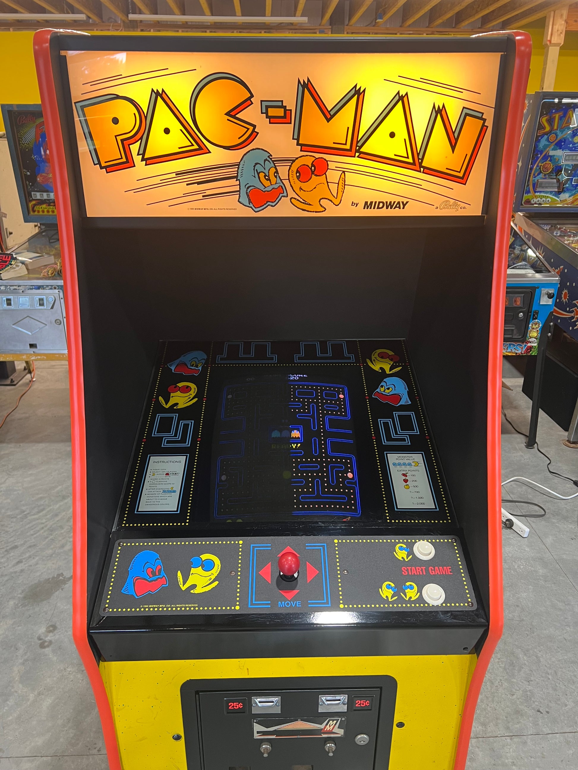 Pac-Man Arcade Game - Nice Looking Original Game - Works 100% Used PACMAN