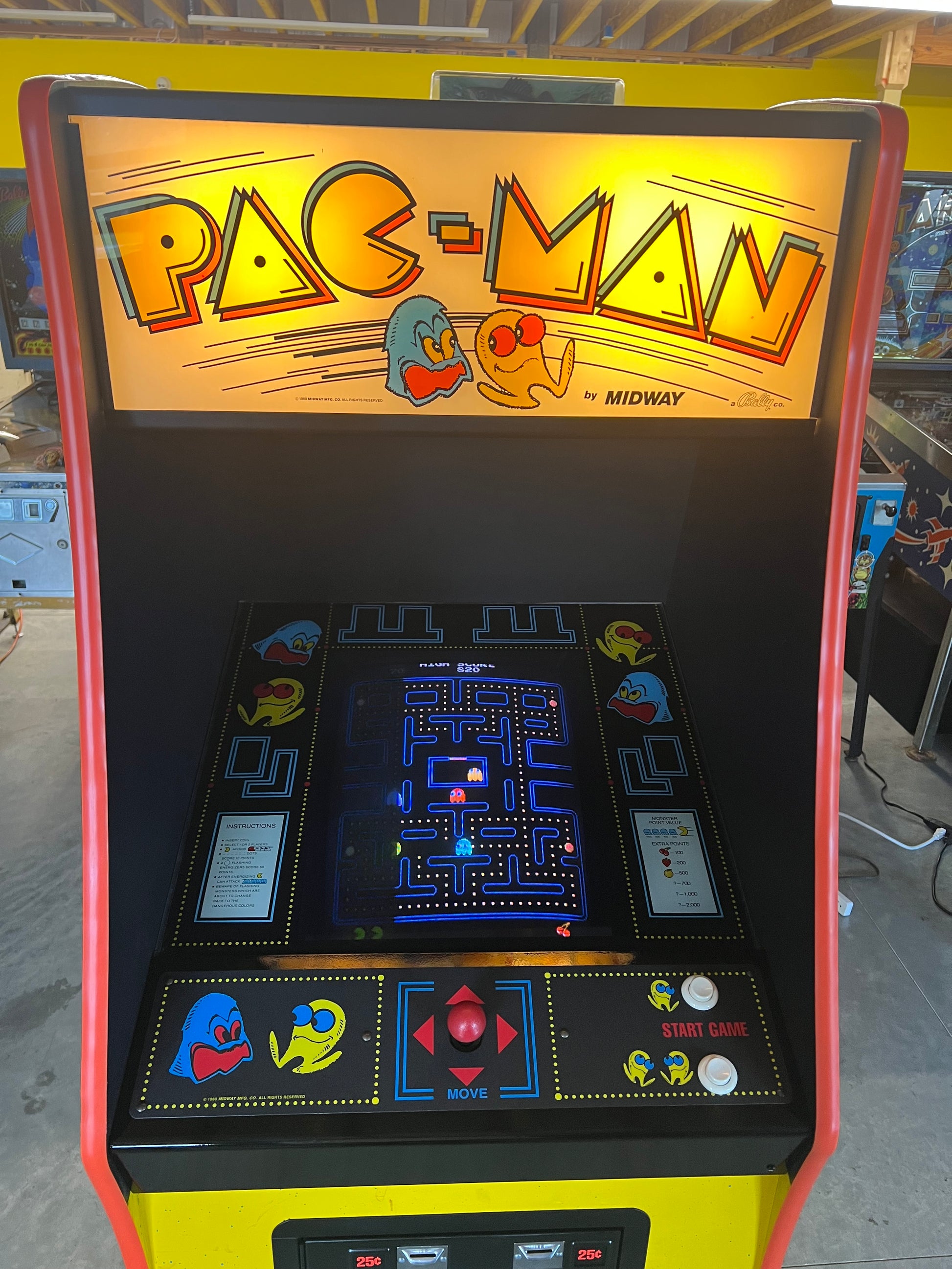 Pac-Man Arcade Game - Nice Looking Original Game - Works 100% Used PACMAN