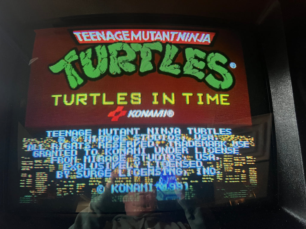Teenage Mutant Ninja Turtles - TURTLES IN TIME 4 PLAYER Konami Arcade Game! ORIGINAL! Good Looking Arcade Cabinet - TMNT- TNT - Working Great!