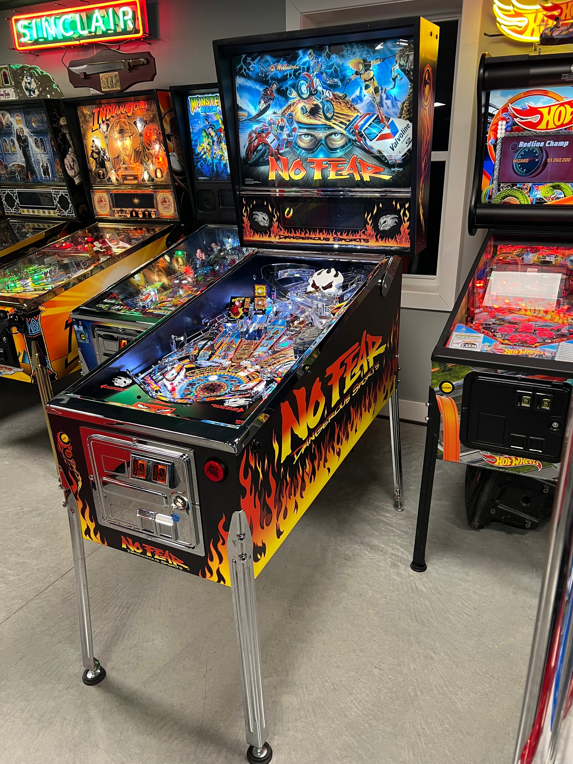NO FEAR - HRA CHROME EDITION - 1995 Williams Pinball Machine - OVER-RESTORED - NEW CAB - NOS CLEARED PLAYFIELD - SUPER FUN GAME! WORKS 100%